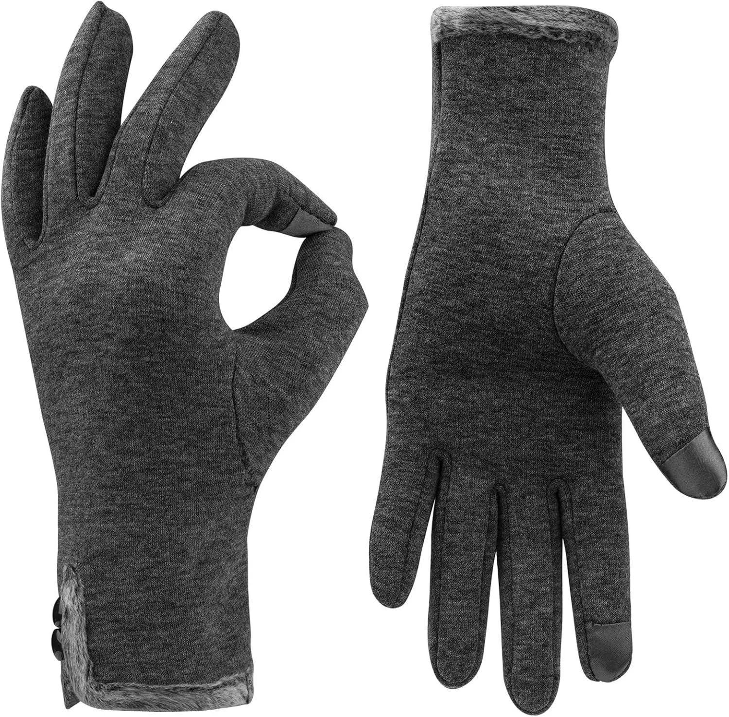 دستکش زمستانی زنانه KASTWAVE، دستکش های گرم صفحه لمسی، دستکش های ضد باد برای استفاده زمستانی دخترانه، پشم گوسفند آستر دار، دستکش های گرم ضخیم، هدیه