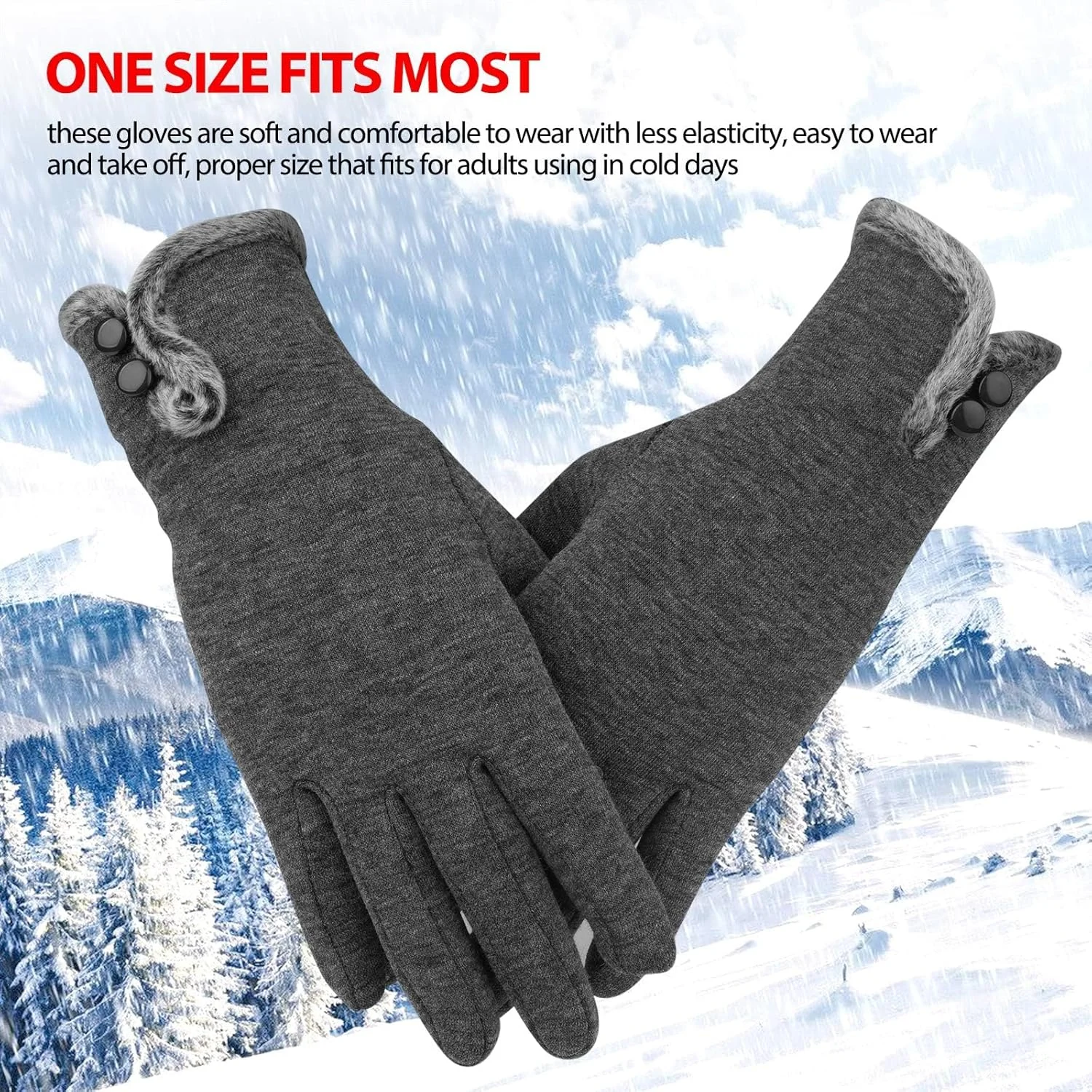 دستکش زمستانی زنانه KASTWAVE، دستکش های گرم صفحه لمسی، دستکش های ضد باد برای استفاده زمستانی دخترانه، پشم گوسفند آستر دار، دستکش های گرم ضخیم، هدیه