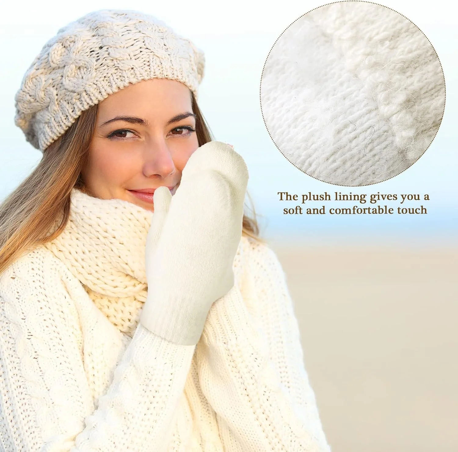 دستکش های بافتنی زنانه، دستکش های بافتنی ضخیم و راحت، دستکش های گرم زمستانی برای زنان، دستکش های گرم زمستانی، گرم کننده دست رنگ ثابت برای فعالیت های داخلی و خارجی، لوازم جانبی هدیه هوای سرد