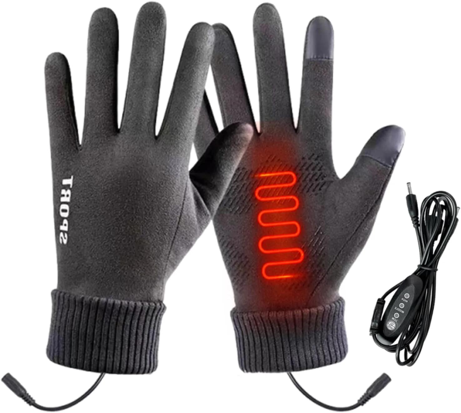 Heated Gloves for Men - USB Heated Hunting Gloves,3 Heat Settings Touchscreen Mittens for Cold Weather Driving Camping Skiing Running Motorcycling Cycling Snow