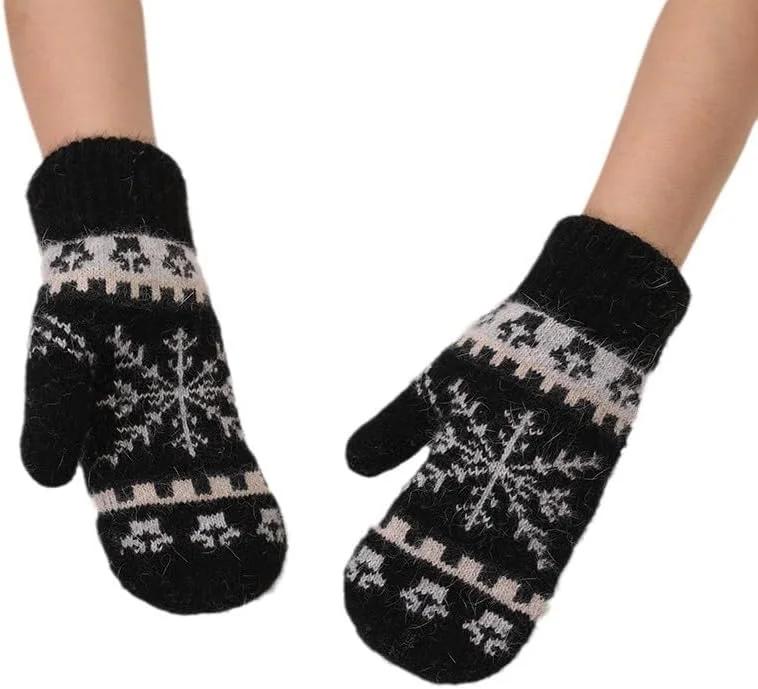 OVOY Winter Snow Gloves for Women - Cold Weather Soft and Warm Knit Mittens for Skiing Running and Cycling