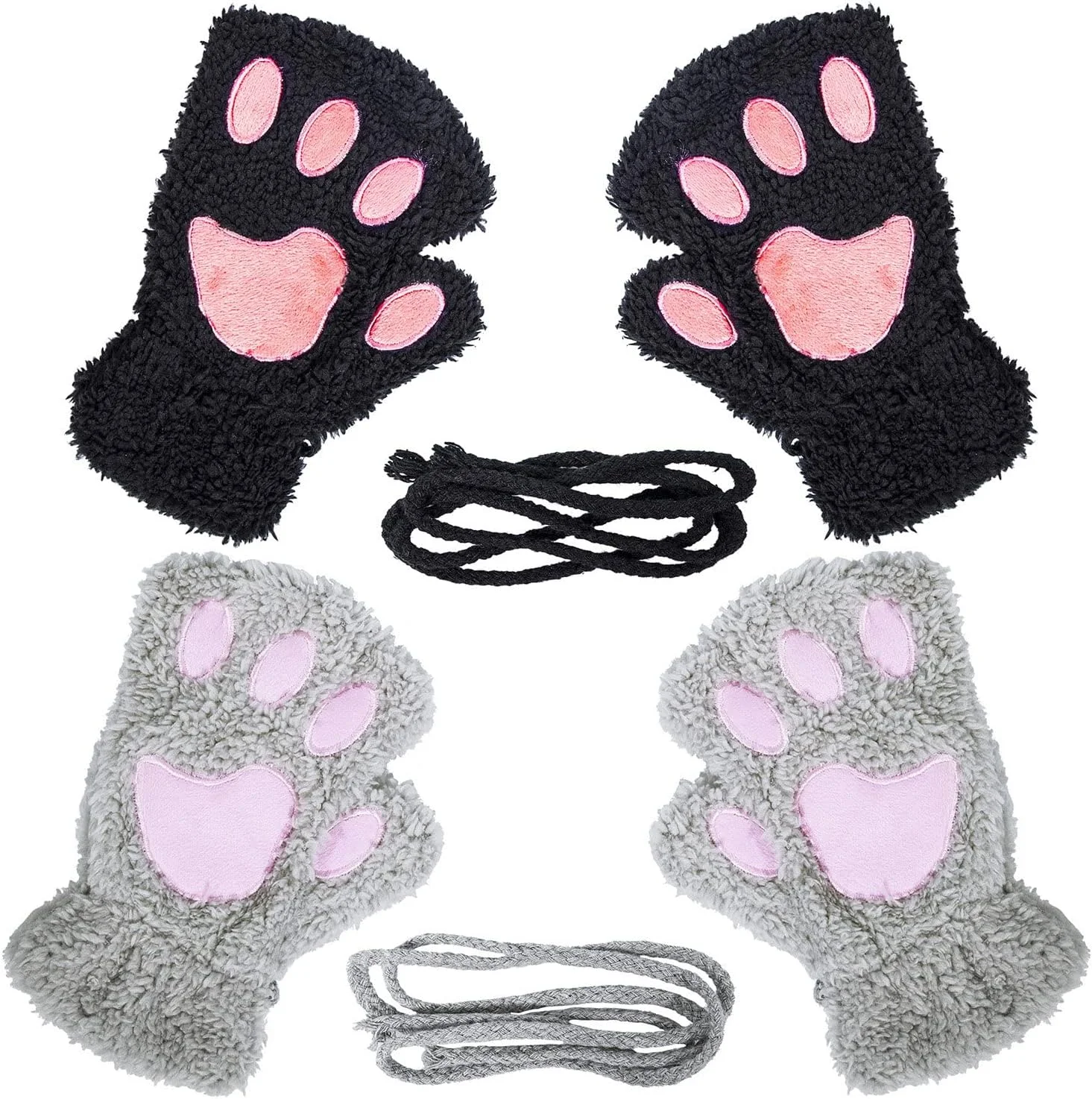 دستکش های پنجه گربه ای زنانه TERRIFI، دستکش های زمستانی مخملی و خز مصنوعی، دستکش های بدون انگشت بچه گربه، 2 جفت دستکش های پنجه گربه ای زنانه TERRIFI، دستکش های زمستانی مخملی و خز مصنوعی، دستکش های بدون انگشت بچه گربه، 2 جفت