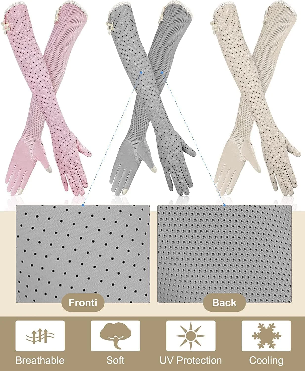 دستکش های بلند ضد آفتاب SYOSI زنانه، دستکش رانندگی ضد آفتاب، ضد لغزش، تمام انگشتی، محافظ بازو در برابر آفتاب برای ورزش های فضای باز، 3 جفت، M دستکش های بلند ضد آفتاب SYOSI زنانه، دستکش رانندگی ضد آفتاب، ضد لغزش، تمام انگشتی، محافظ بازو در برابر آفتاب برای ورزش های فضای باز، 3 جفت، M