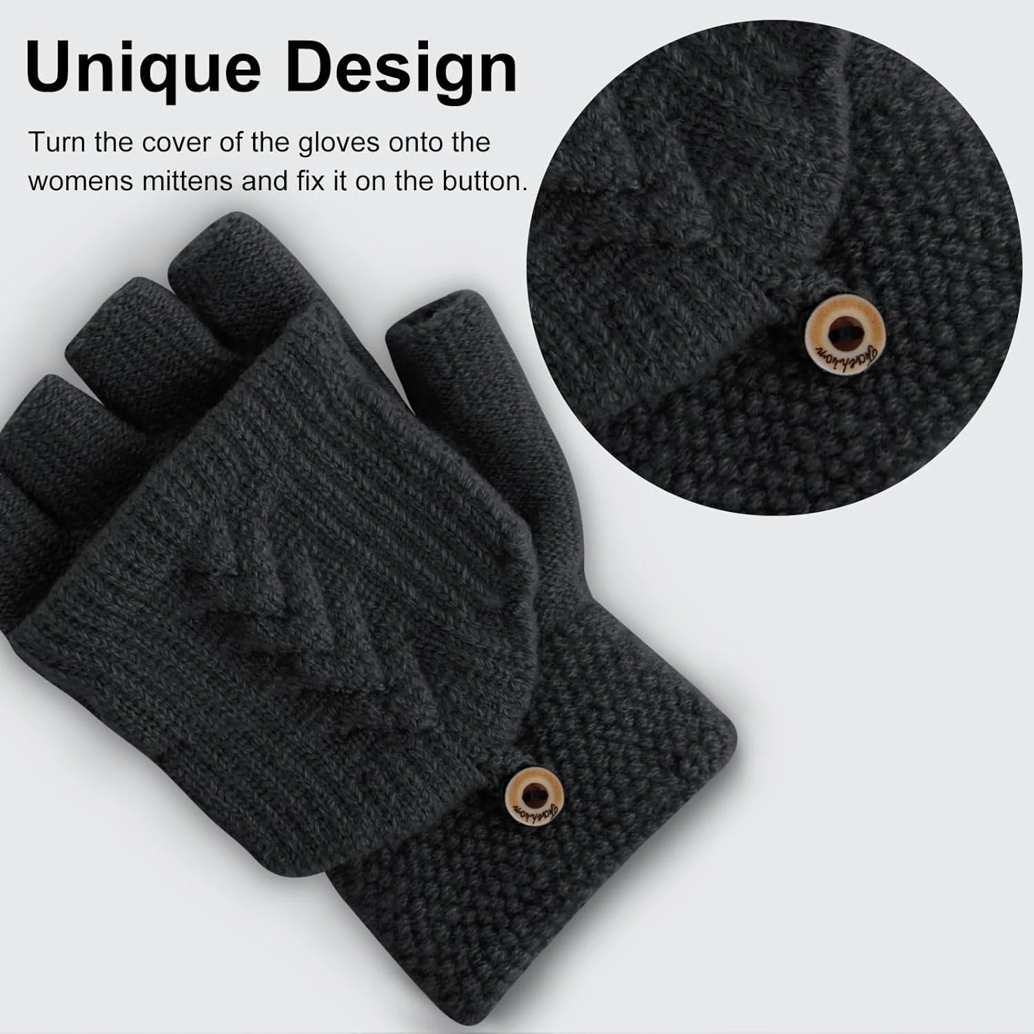 دستکش زمستانی زنانه تزویق، بسته 2 عددی، دستکش های بافتنی گرم و بدون انگشت تبدیل شونده با پوشش دستکش، مشکی خاکستری، سایز واحد، هدیه برای زنان دستکش زمستانی زنانه تزویق، بسته 2 عددی، دستکش های بافتنی گرم و بدون انگشت تبدیل شونده با پوشش دستکش، مشکی خاکستری، سایز واحد، هدیه برای زنان