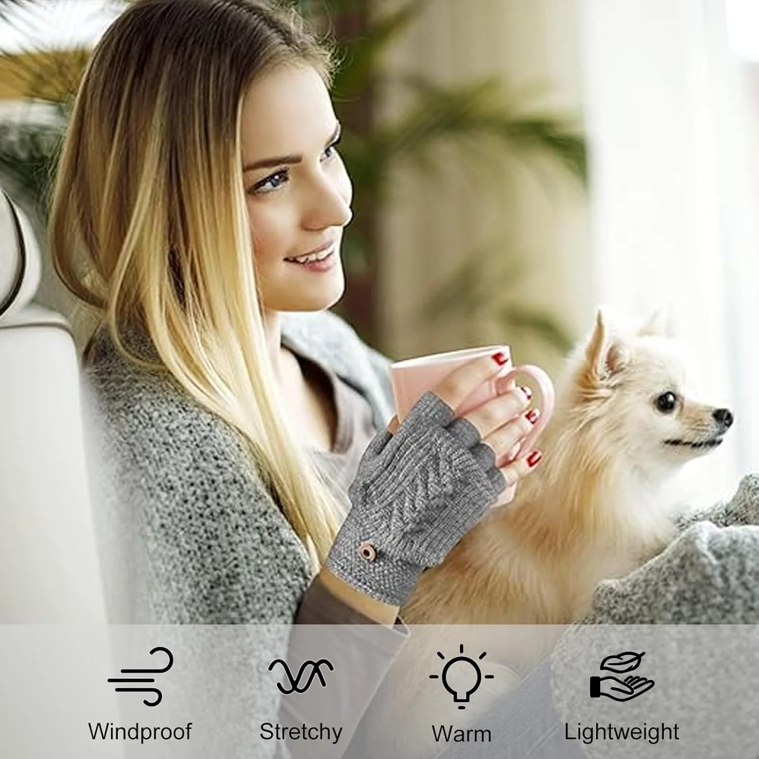 دستکش زمستانی زنانه تزویق، بسته 2 عددی، دستکش های بافتنی گرم و بدون انگشت تبدیل شونده با پوشش دستکش، مشکی خاکستری، سایز واحد، هدیه برای زنان دستکش زمستانی زنانه تزویق، بسته 2 عددی، دستکش های بافتنی گرم و بدون انگشت تبدیل شونده با پوشش دستکش، مشکی خاکستری، سایز واحد، هدیه برای زنان