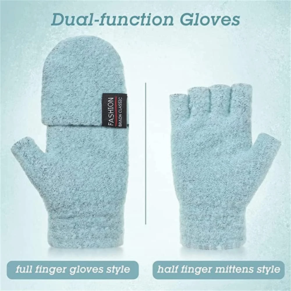 دستکش های زمستانی زنانه با قابلیت لمس صفحه نمایش، دستکش های بافتنی پشمی گرم با سرآستین کشی برای استفاده در زمستان