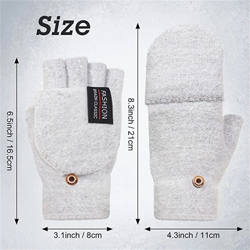 دستکش های زمستانی زنانه با قابلیت لمس صفحه نمایش، دستکش های بافتنی پشمی گرم با سرآستین کشی برای استفاده در زمستان