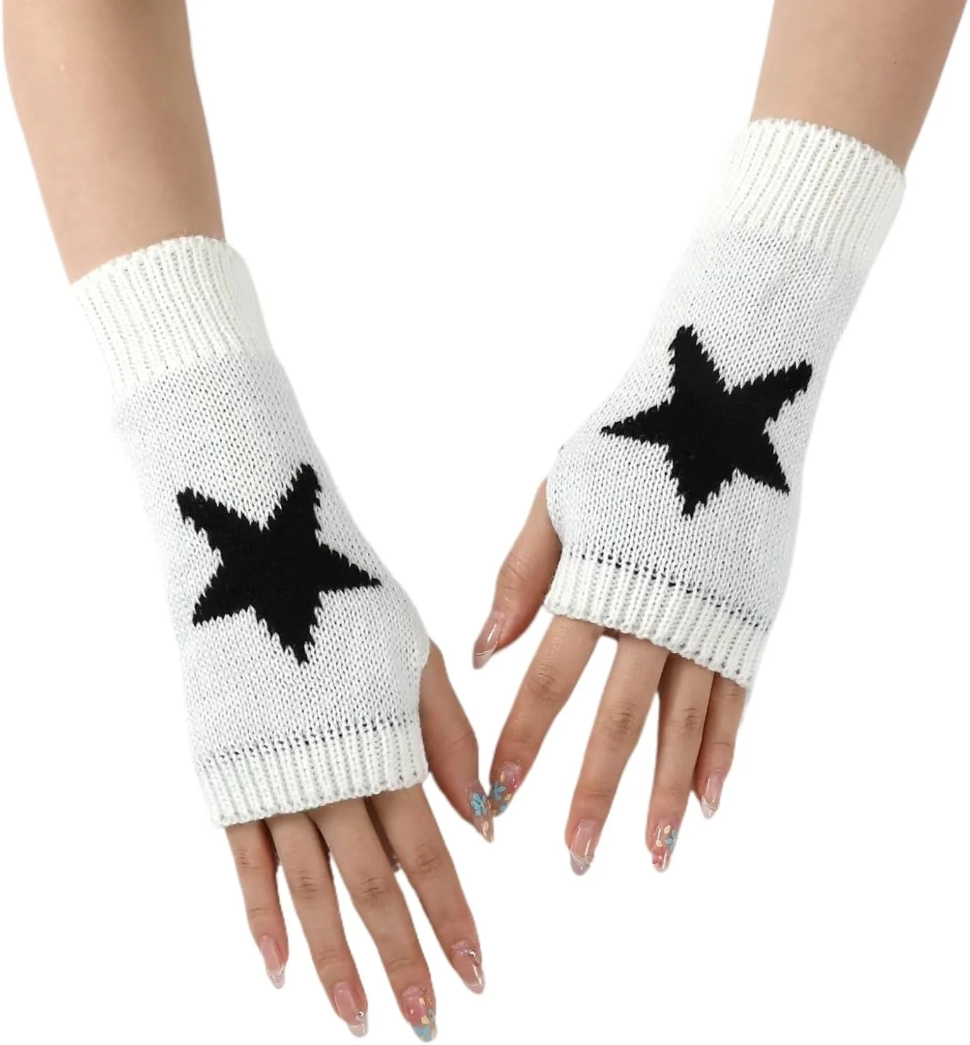 دستکش های بدون انگشت ستاره ای Y2K Sumleno، دستکش های سوراخ دار انگشتی، لوازم جانبی Fairy Grunge، گرمکن بازوی Harajuku برای دختران و زنان