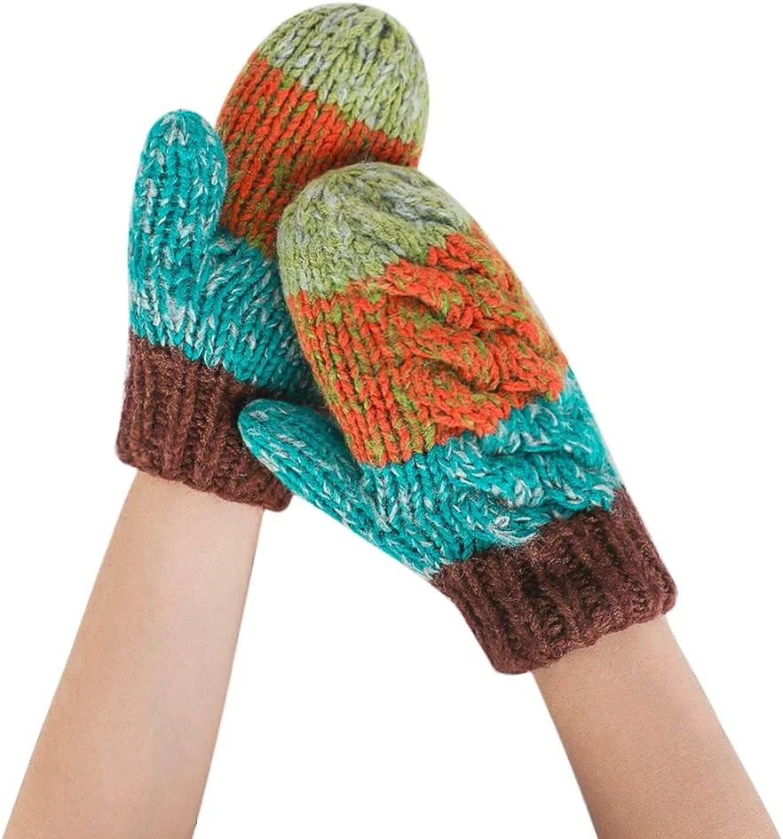 دستکش زمستانی زنانه بافتنی دستکش های آستر دار مخملی دستکش های بافتنی ضخیم با طناب دستکش های حرارتی دستکش های ضد باد زنانه با دستکش های منگوله دار مناسب دوچرخه سواری و اسکی