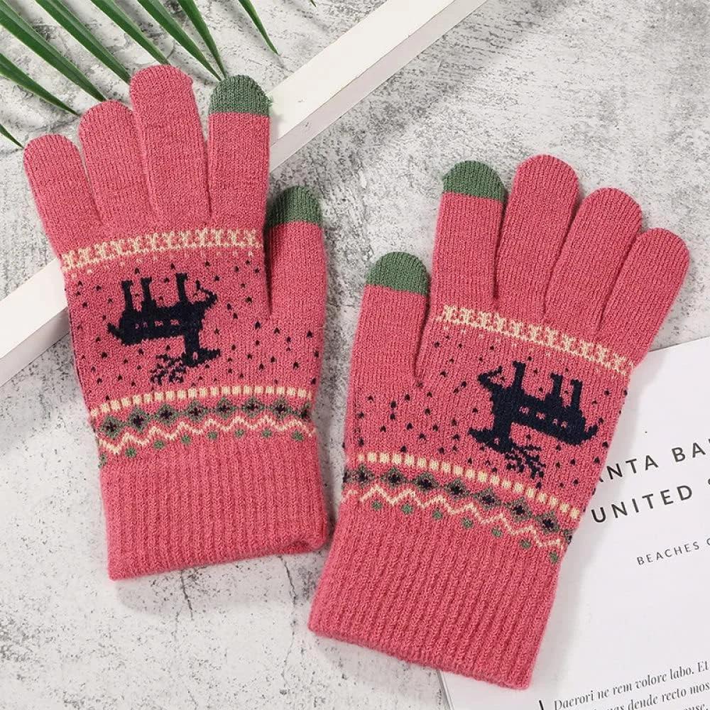 دستکش های زمستانی جادویی زنانه ShoFbi - دستکش های گرم ضد باد با سرآستین کشسان، دستکش های بافتنی کشمیری زمستانی، دستکش های گرم صفحه لمسی، دستکش های حرارتی رانندگی در فضای باز