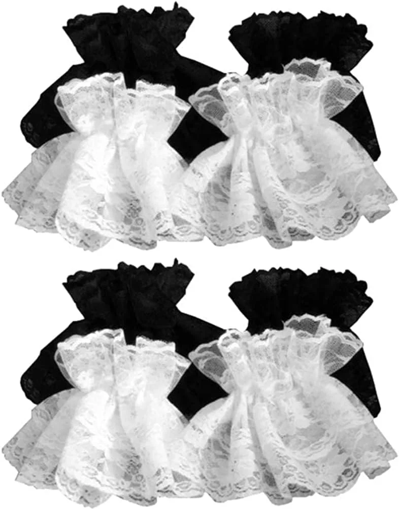 NALACAL 2 جفت دستکش توری آستین دار زنانه - دستبند مچی سفید، دستکش ضد آفتاب استیم پانک، دستکش کوتاه عروس