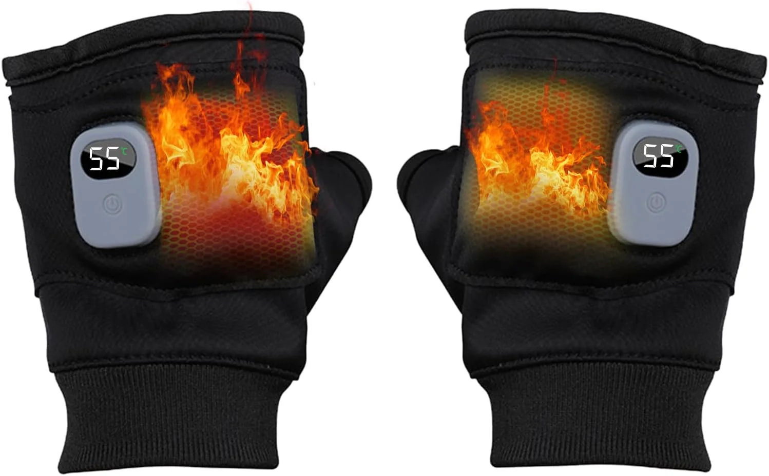 دستکش های بدون انگشت گرم شونده شارژی NALACAL، دستکش کار زمستانی مردانه و زنانه، 3 سطح حرارت، سازگار با صفحه لمسی، مناسب برای فعالیت های هوای سرد