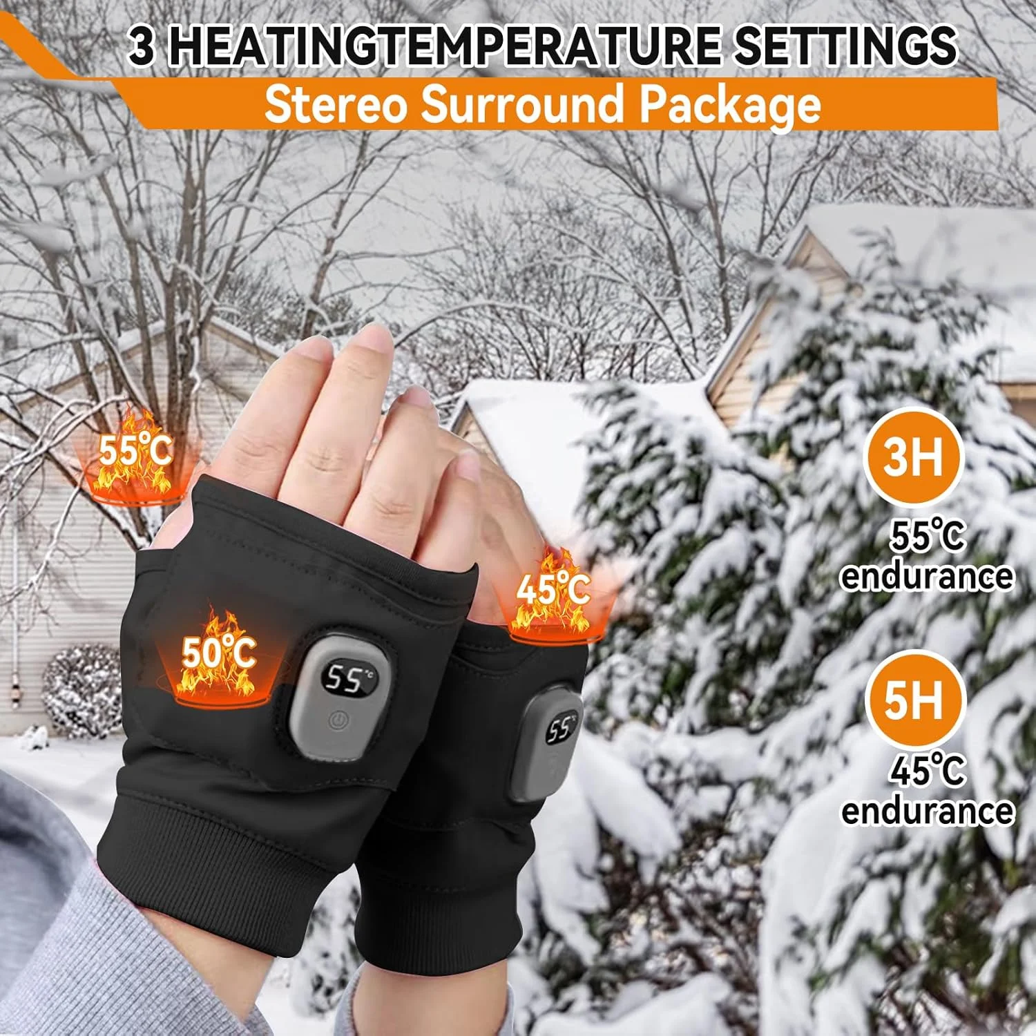 دستکش های بدون انگشت گرم شونده شارژی NALACAL، دستکش کار زمستانی مردانه و زنانه، 3 سطح حرارت، سازگار با صفحه لمسی، مناسب برای فعالیت های هوای سرد