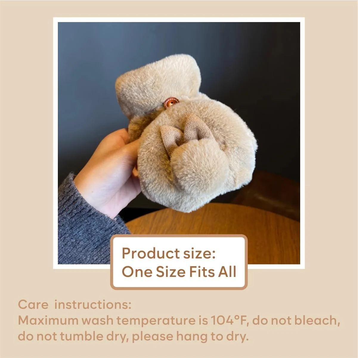 دستکش های خرگوشی نالاکال، دستکش های زمستانی گرم و بامزه حیوانی - دستکش های بدون انگشت خرگوشی تبدیل شونده، دستکش های بدون انگشت زمستانی زنانه، دستکش های ضخیم پولیشی با سرپوش تاشو، برای هوای سرد