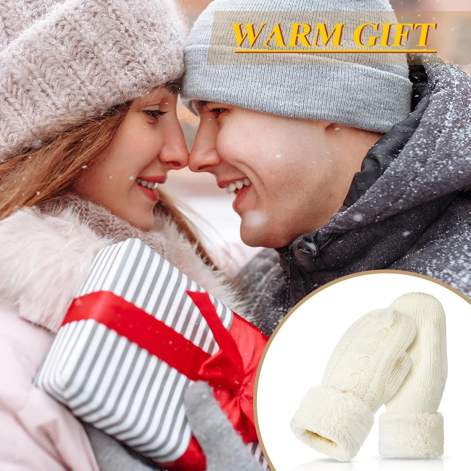 NALACAL Winter Warm Mittens for Women, Women Knitted Mittens, Winter Warm Gloves, Cozy Thick Knitted Gloves, Soft Lining Cold Weather Accessories Gifts, for Indoor Outdoor Activities