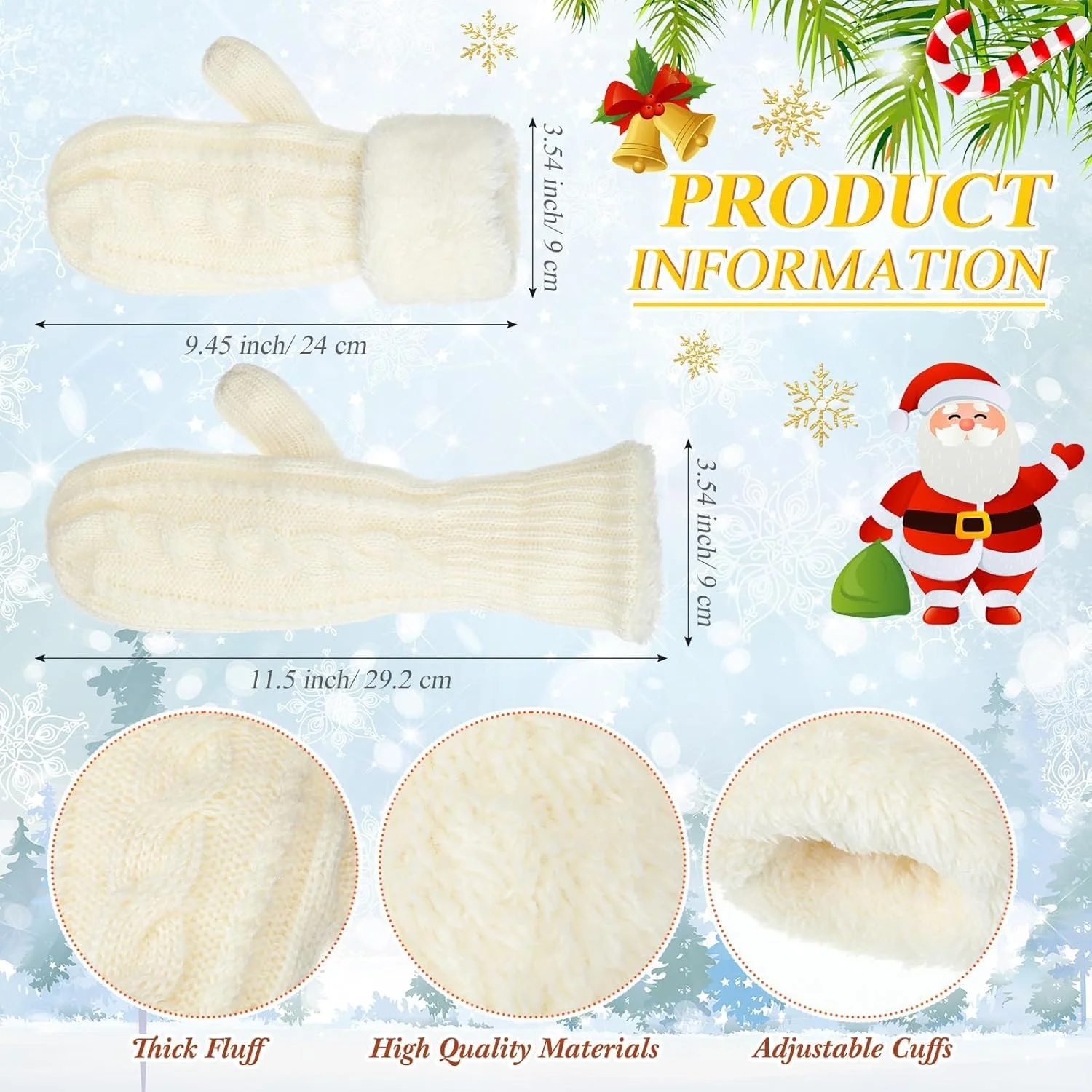 NALACAL Winter Warm Mittens for Women, Women Knitted Mittens, Winter Warm Gloves, Cozy Thick Knitted Gloves, Soft Lining Cold Weather Accessories Gifts, for Indoor Outdoor Activities