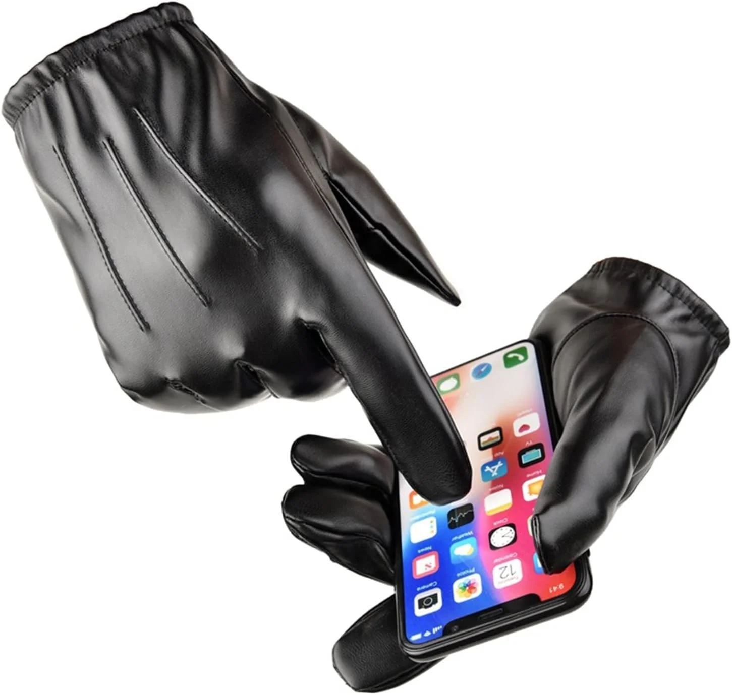 دستکش های زالتاس زنانه 1 جفت چرم PU مردانه زمستانی پاییزی رانندگی گرم نگهدارنده دستکش های کشمیری مشکی ضد آب ورزشی در فضای باز