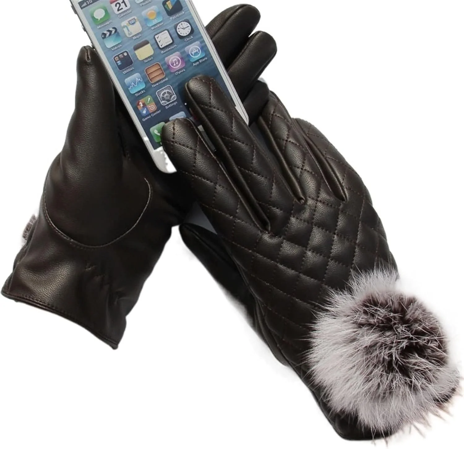 دستکش چرمی زنانه YWLETO مناسب پاییز و زمستان، دستکش های نخی مخملی مناسب استفاده از صفحه لمسی، رانندگی در فضای باز