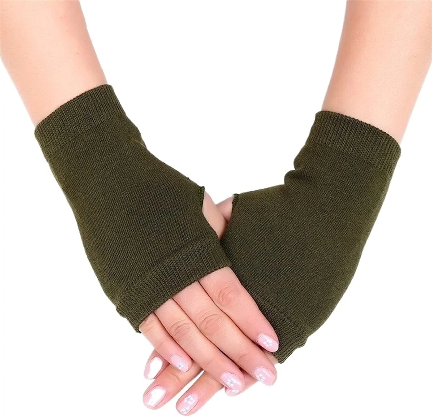 دستکش های بدون انگشت زنانه زمستانی YWLETO، دستکش های گرم ترمه برای دست و مچ، دستکش های زنانه (رنگ: ارتشی)