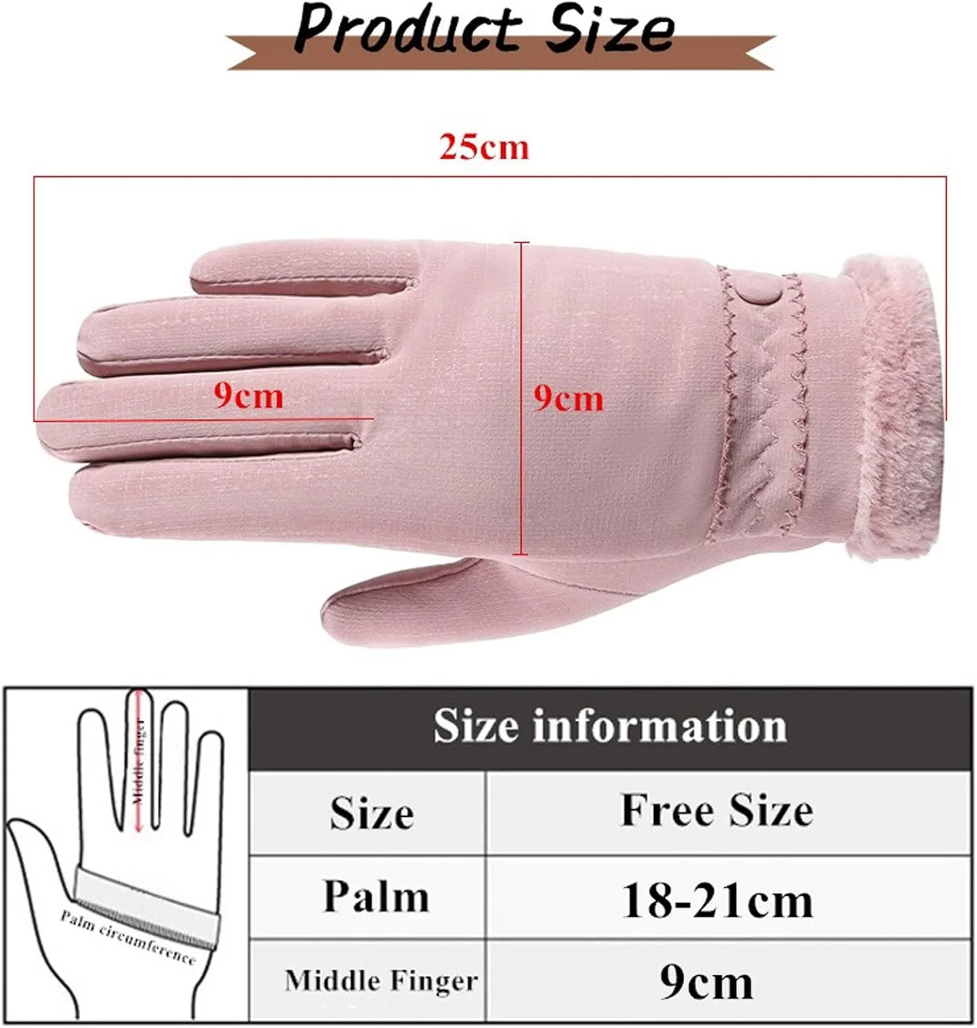 دستکش های دوچرخه سواری زنانه ضد باد زمستانی YWLETO، دارای کرک داخلی، گرم نگهدارنده، ضد لغزش، سازگار با پوست، ضد آب، نرم، مناسب اسکی و ورزش های فضای باز (رنگ: صورتی)