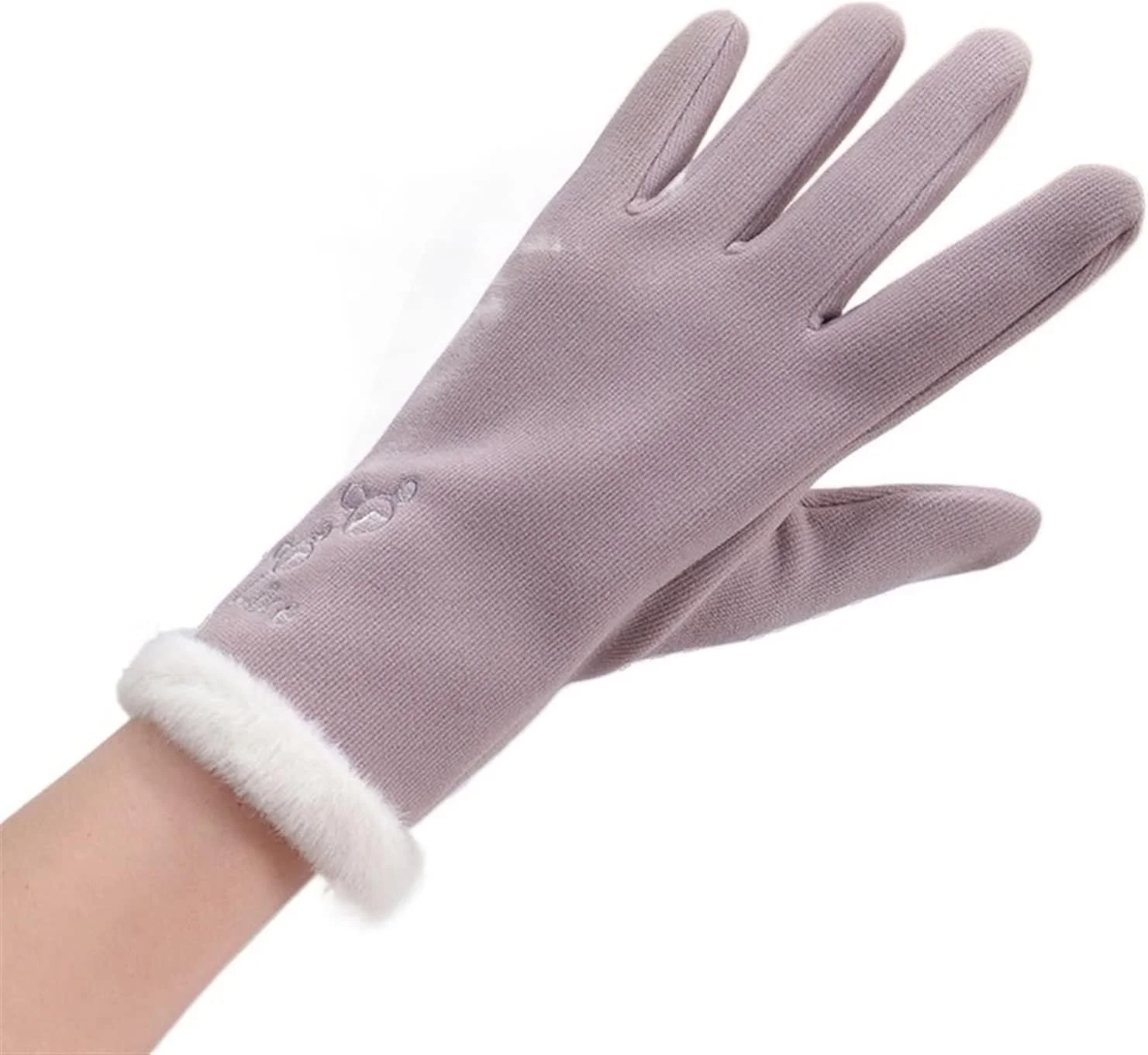 دستکش گرم YWLETO مخملی زنانه زمستانی، دستکش و پاپوش های صفحه لمسی رنگ ثابت برای زنان
