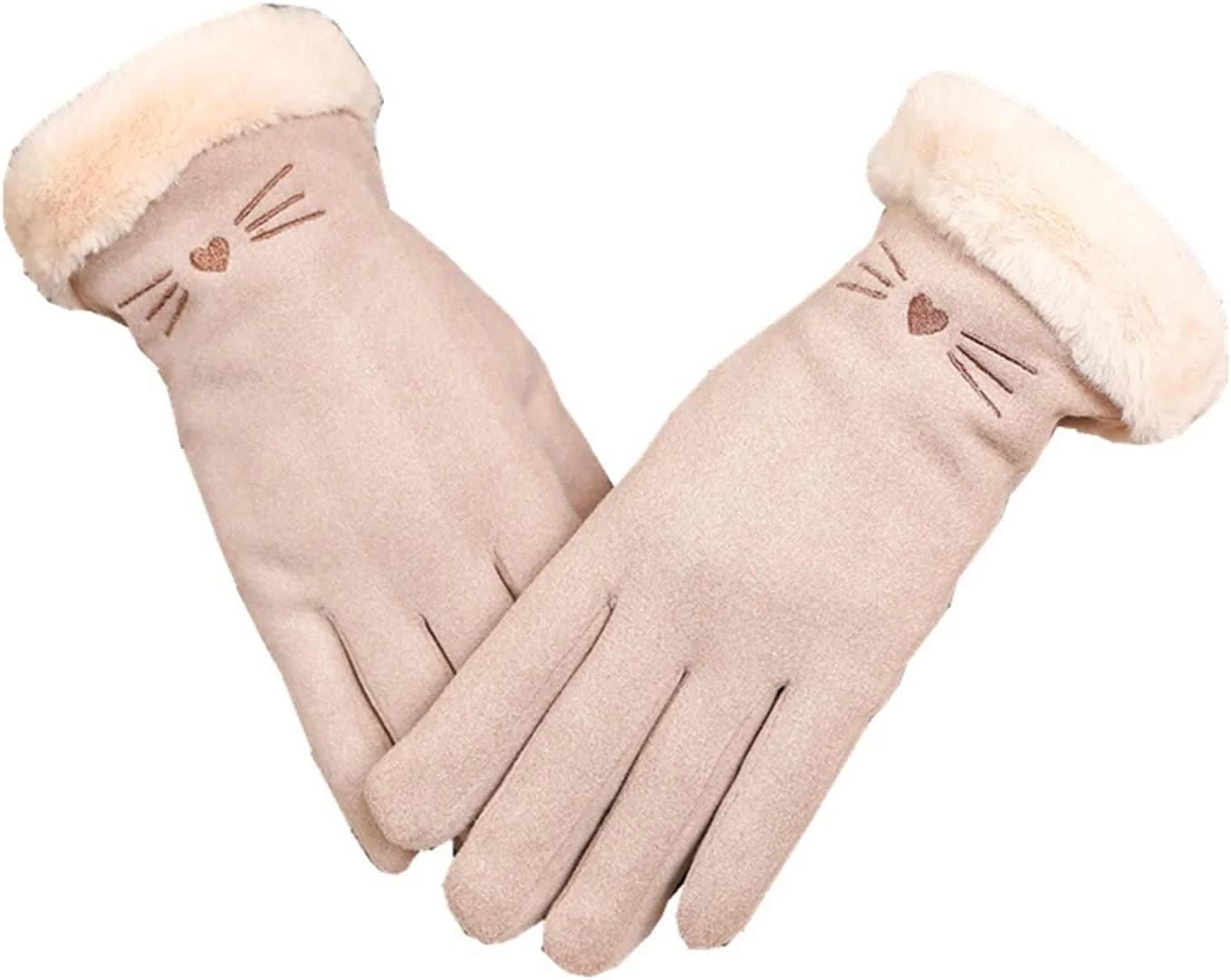 دستکش های YWLETO، زیبا، دارای قابلیت استفاده از صفحه لمسی، مخمل خواب دار، ضخیم، مناسب برای رانندگی، فعالیت های خارج از منزل، دستکش های گرم زمستانی برای زنان