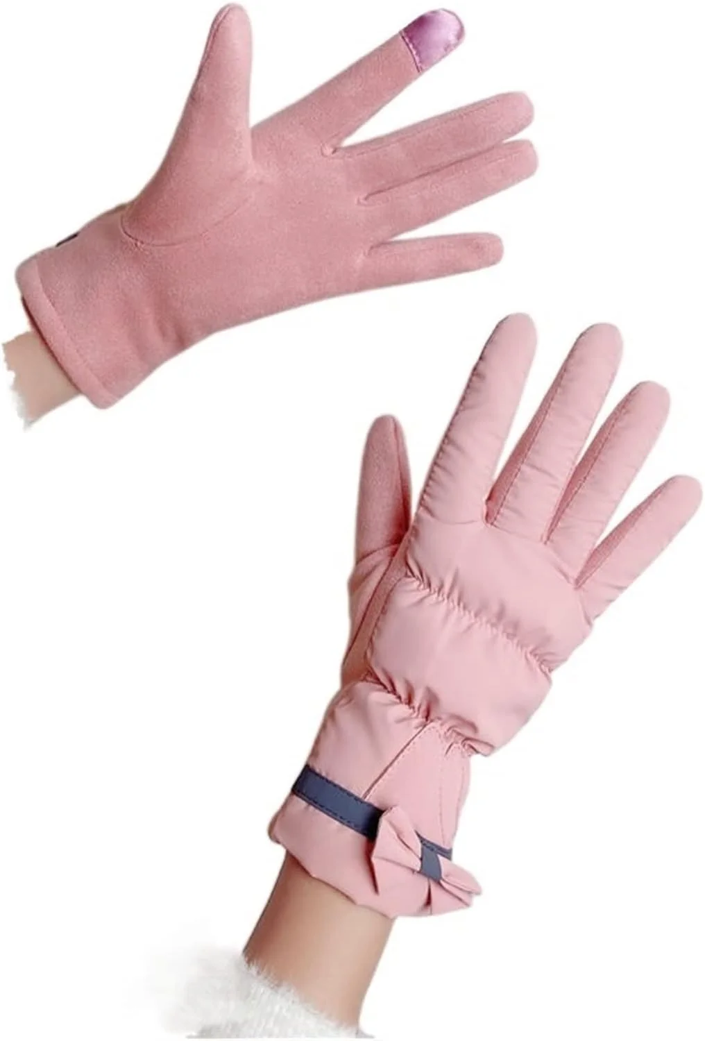 دستکش های YWLETO مناسب زمستان، مخملی ضخیم زنانه، گرم و ضد سرما، دستکش های دوچرخه سواری ضد باد و ضد آب صفحه لمسی دخترانه دوست داشتنی، دستکش های زنانه