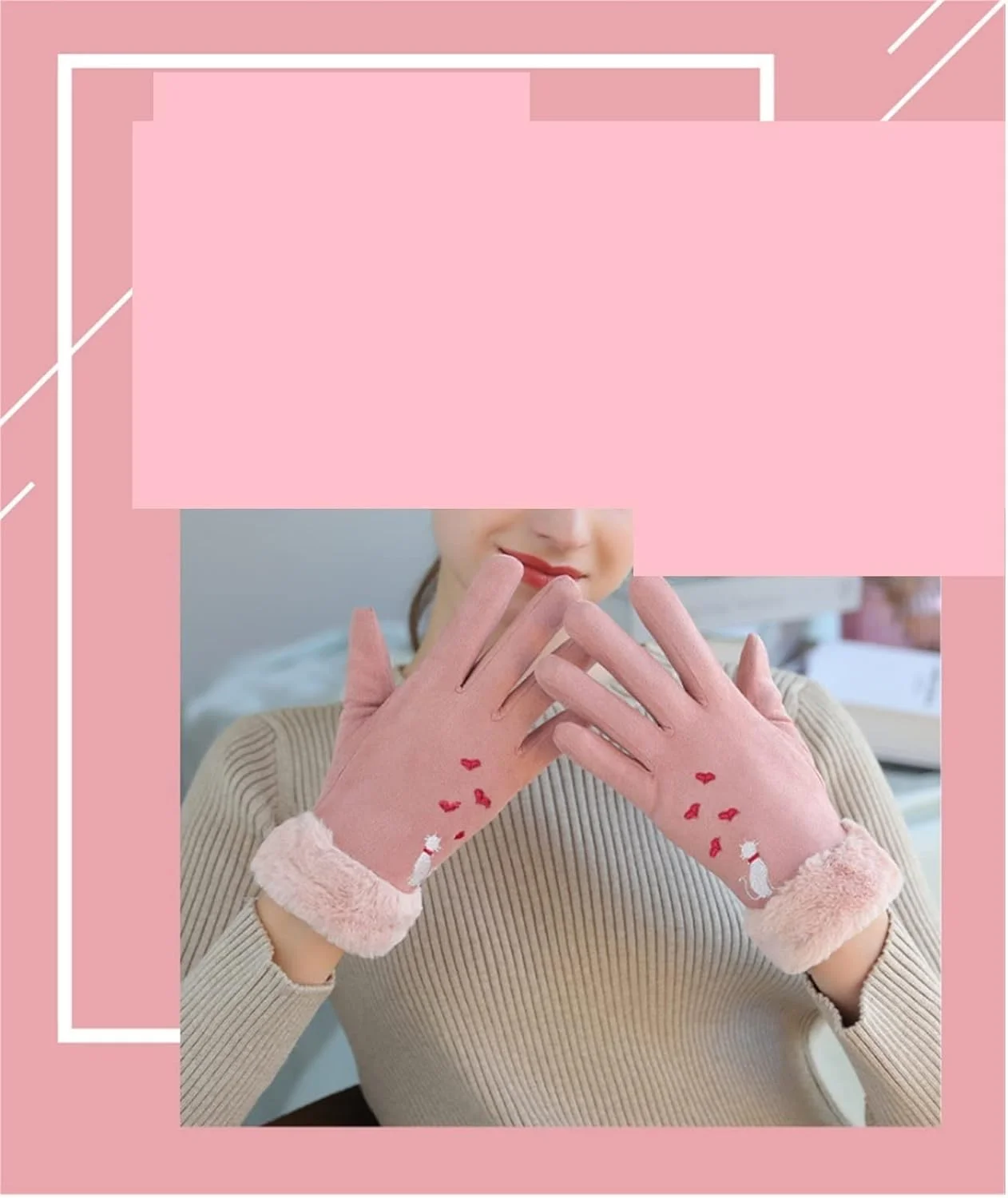 دستکش های گرم YWLETO زنانه زمستانی، دستکش های رانندگی ضخیم و ضد باد، دستکش های لمسی زیبا برای دانشجویان زن