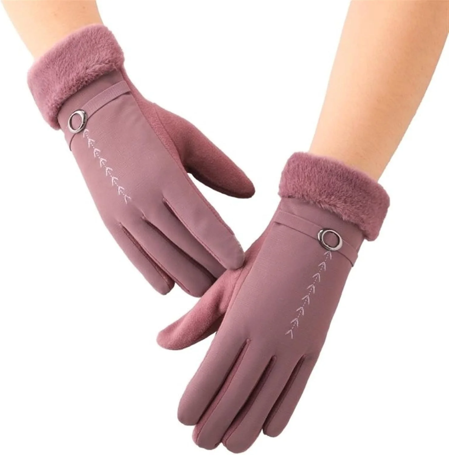 دستکش زنانه YWLETO مناسب پاییز و زمستان، ضخیم، گرم، ضد آب، ضد باد، با پارچه ای با حس پوست، زیبا، مناسب رانندگی و موتورسواری برای بانوان