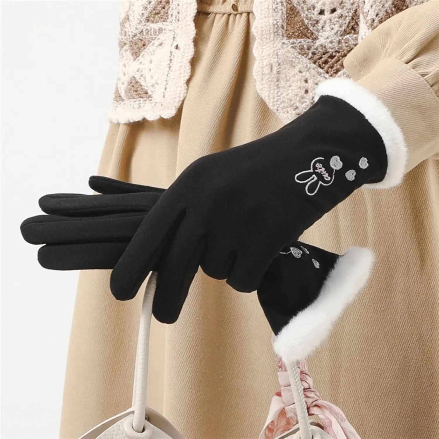 دستکش های زنانه YWLETO، گرم، ضد باد، ضخیم، مناسب برای دوچرخه سواری و دارای قابلیت استفاده از صفحه لمسی