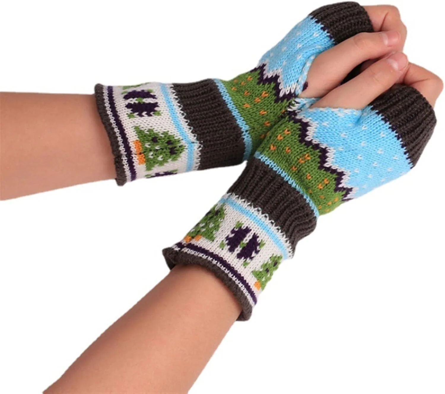 دستکش های پشمی ضخیم بدون انگشت YWLETO، دستکش های بافتنی نیم انگشتی، دستکش های رنگی زنانه