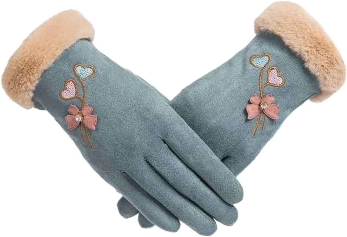 دستکش زنانه YWLETO برای زمستان، گرم و ضد سرما، زیبا، مخمل خواب دار، ضخیم، صفحه لمسی، مناسب برای دوچرخه سواری برقی، دستکش های نخی زنانه