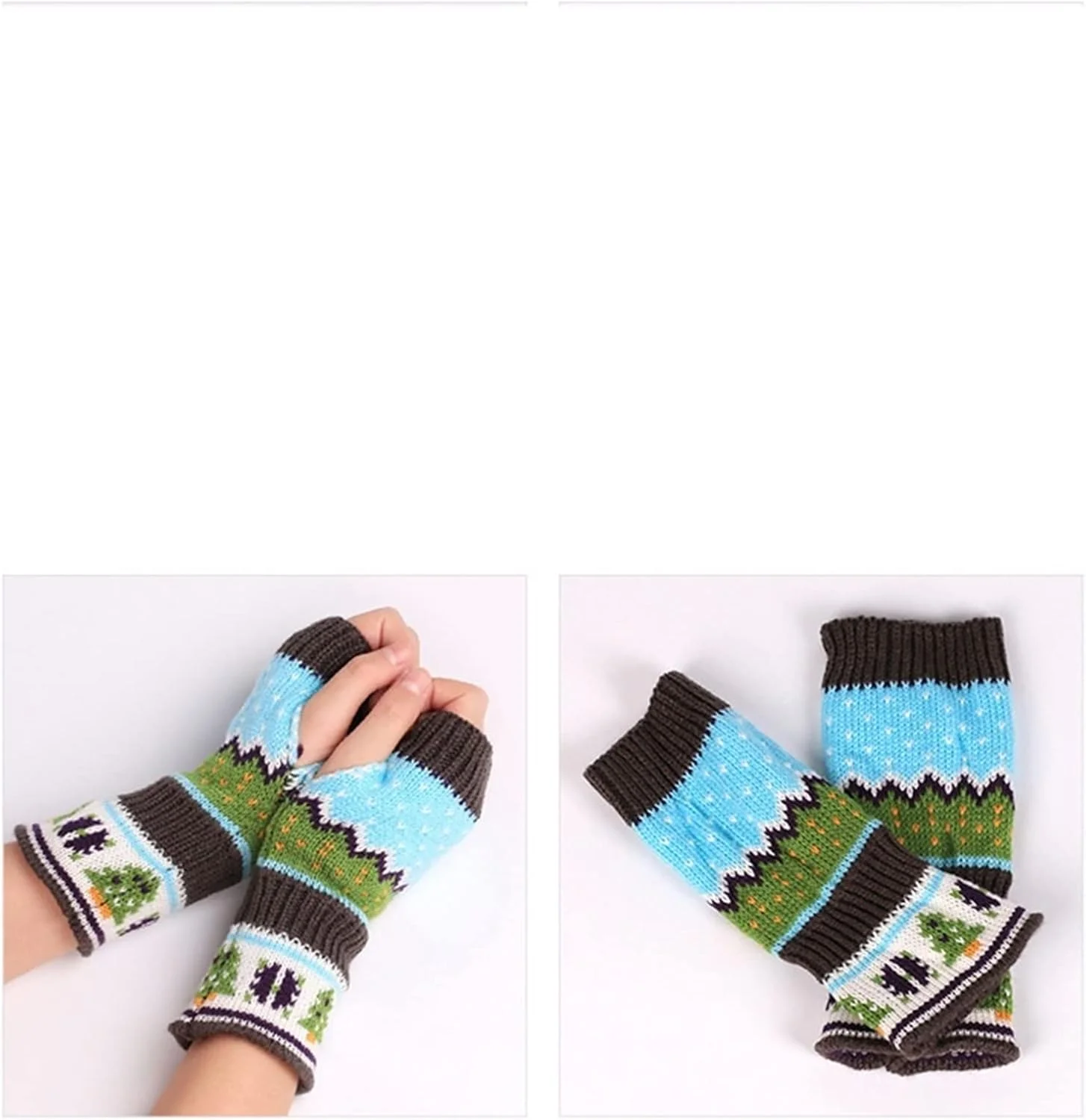 دستکش های پشمی ضخیم بدون انگشت YWLETO، دستکش های بافتنی نیم انگشتی، دستکش های رنگی زنانه