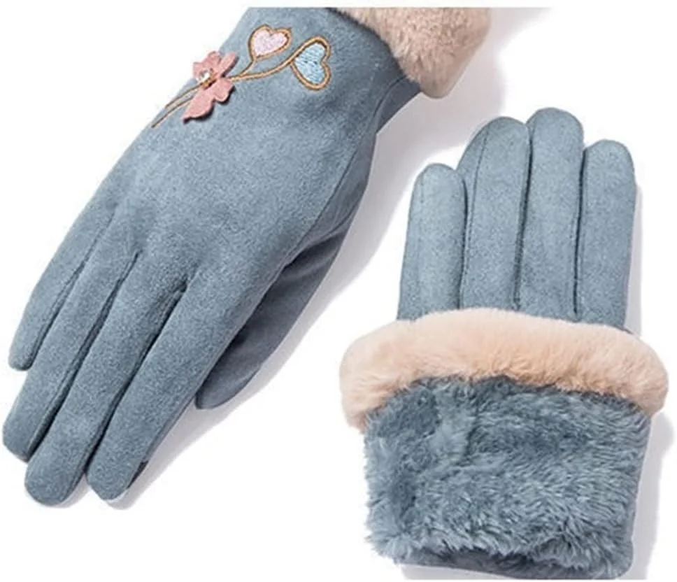 دستکش زنانه YWLETO برای زمستان، گرم و ضد سرما، زیبا، مخمل خواب دار، ضخیم، صفحه لمسی، مناسب برای دوچرخه سواری برقی، دستکش های نخی زنانه