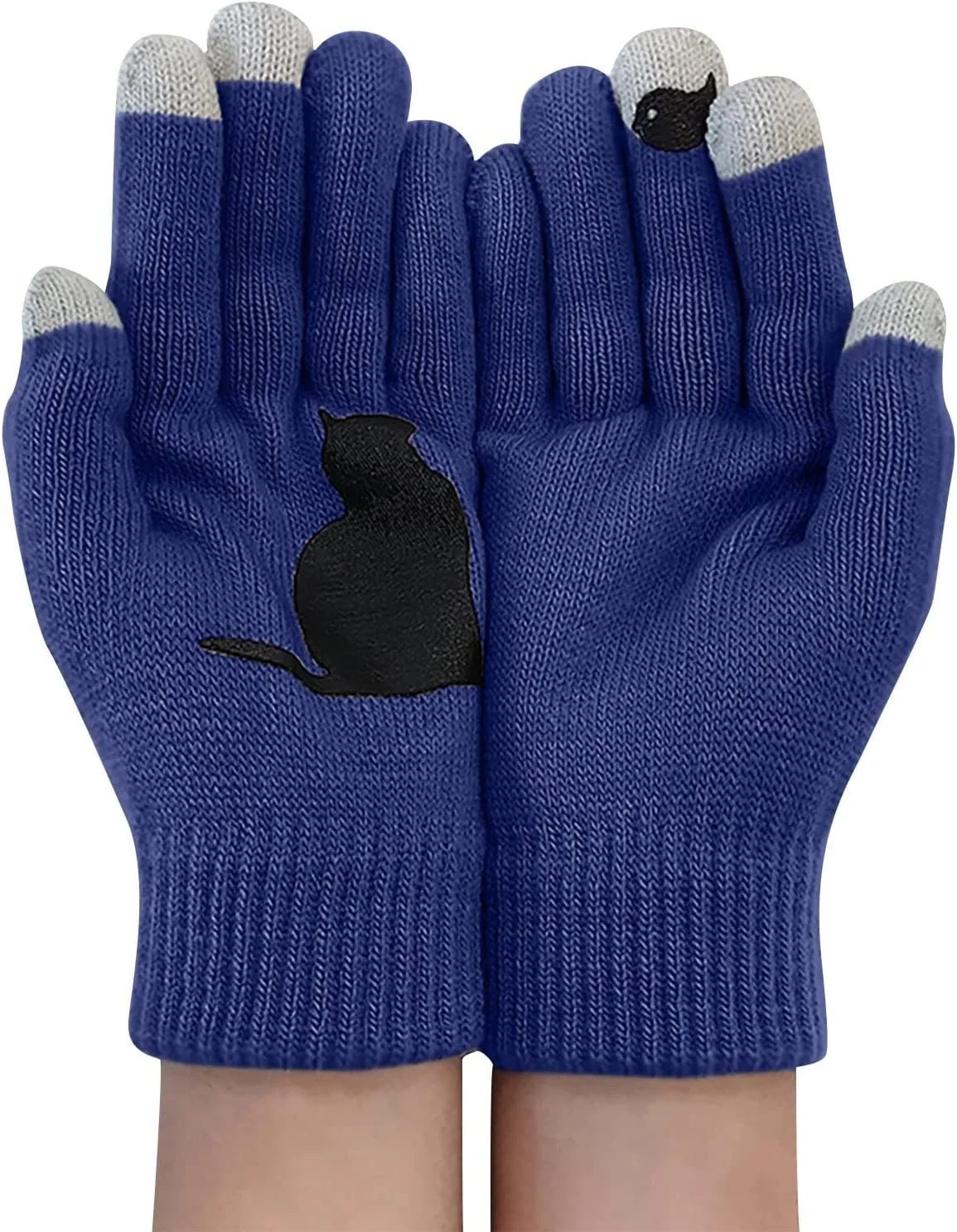 دستکش زمستانی زنانه YWLETO، دستکش های بافتنی گرم و ضخیم با قابلیت استفاده از صفحه لمسی، طرح گربه بامزه، دستکش های انگشتی کامل، مناسب اسکی و فعالیت های خارج از منزل برای زنان (رنگ: Hortel)