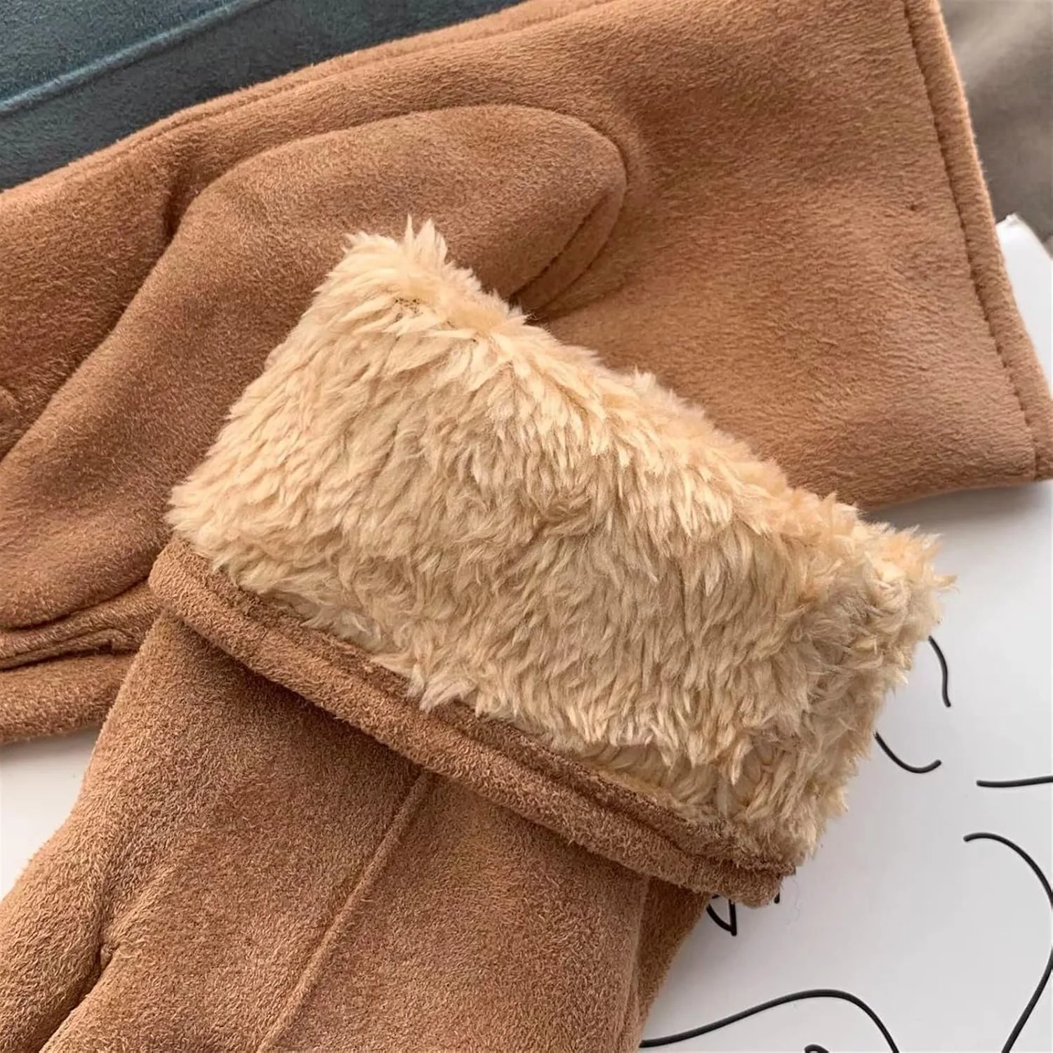 دستکش های زمستانی YWLETO زنانه مخملی ضخیم گرم مناسب رانندگی پاییز و زمستان، پنج انگشتی، قابلیت لمس صفحه نمایش، دستکش زنانه