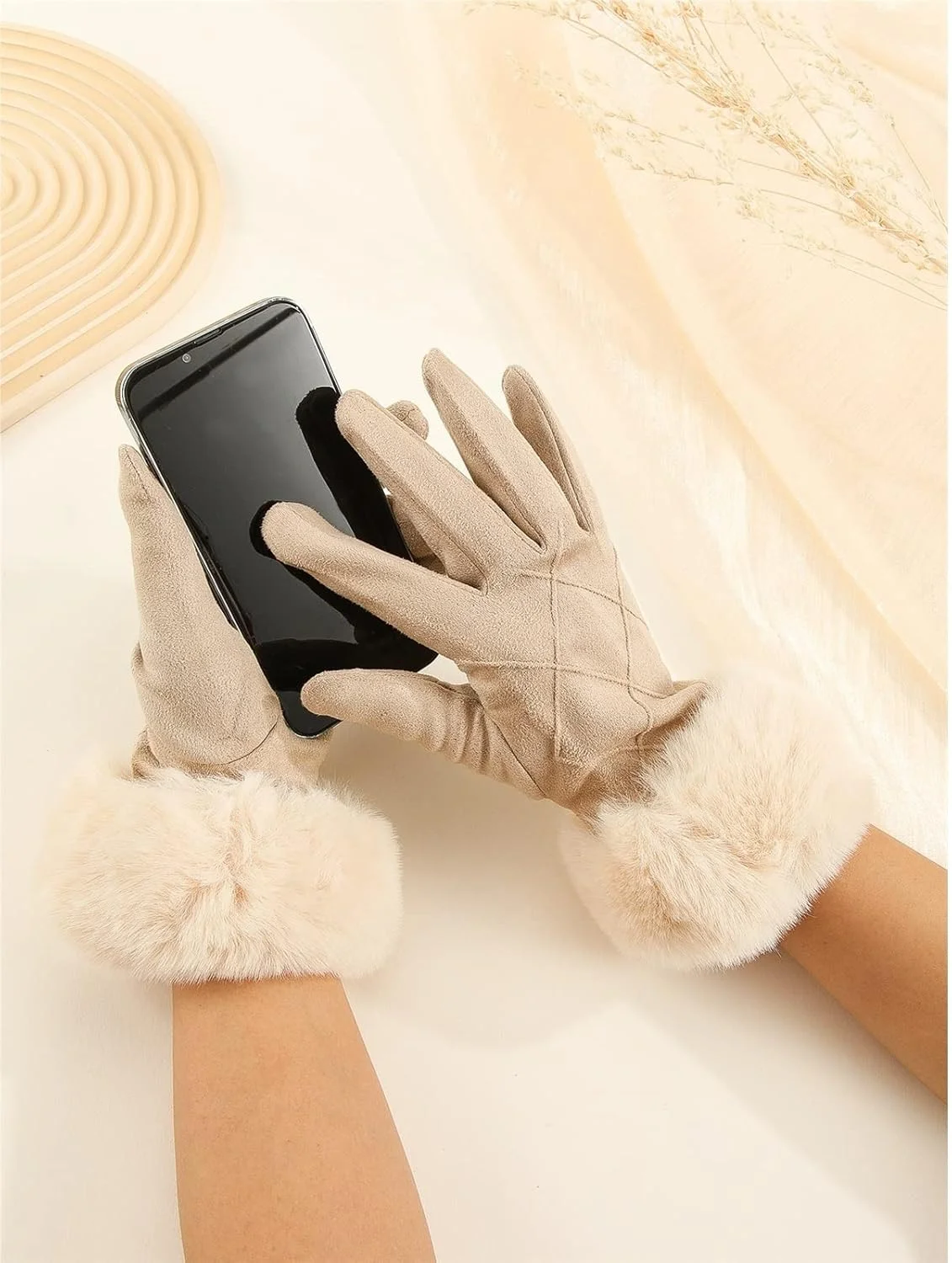 دستکش های زنانه YWLETO برای زمستان، زیبا، ضخیم، گرم و ضد سرما، دارای قابلیت استفاده از صفحه لمسی، مناسب برای دوچرخه سواری و رانندگی