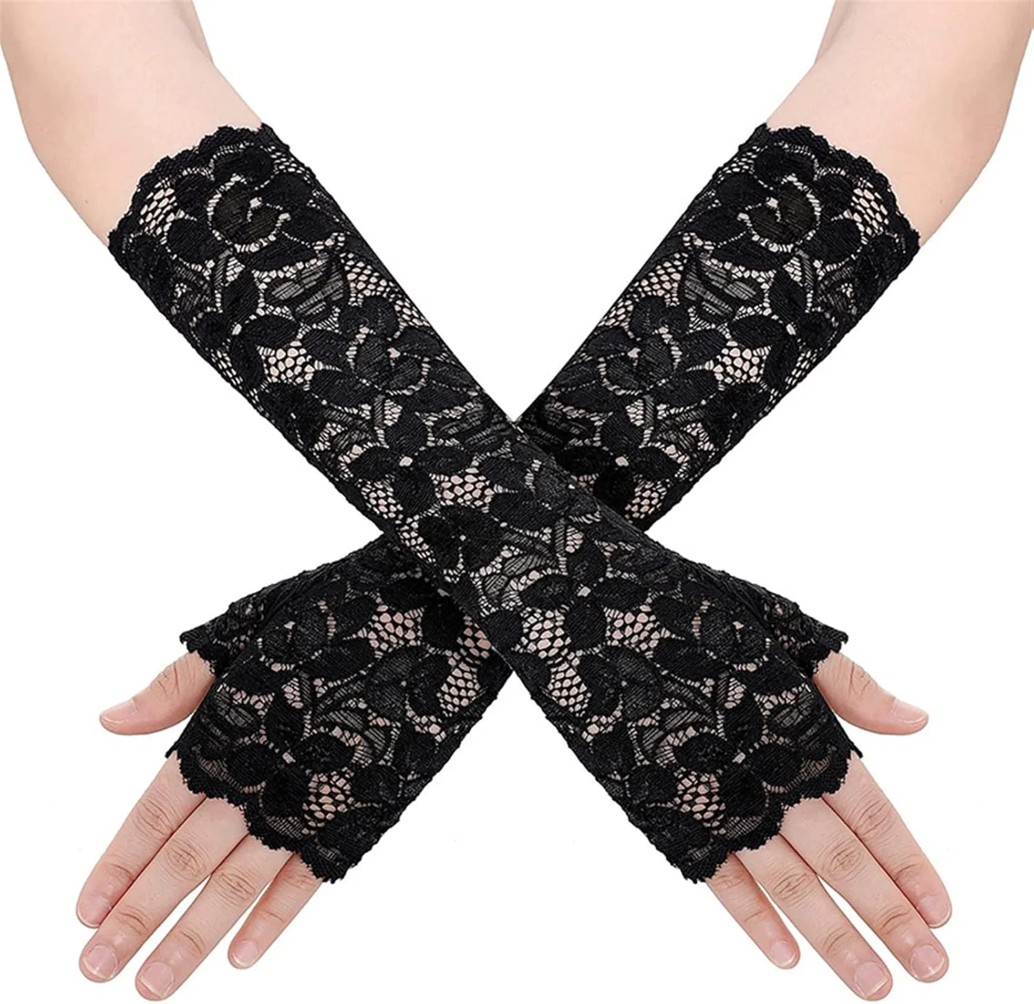 آستین ضد آفتاب YWLETO، دستکش های بلند بدون انگشت تابستانی، دستکش های نازک رانندگی زنانه، دستکش های تنفسی زنانه