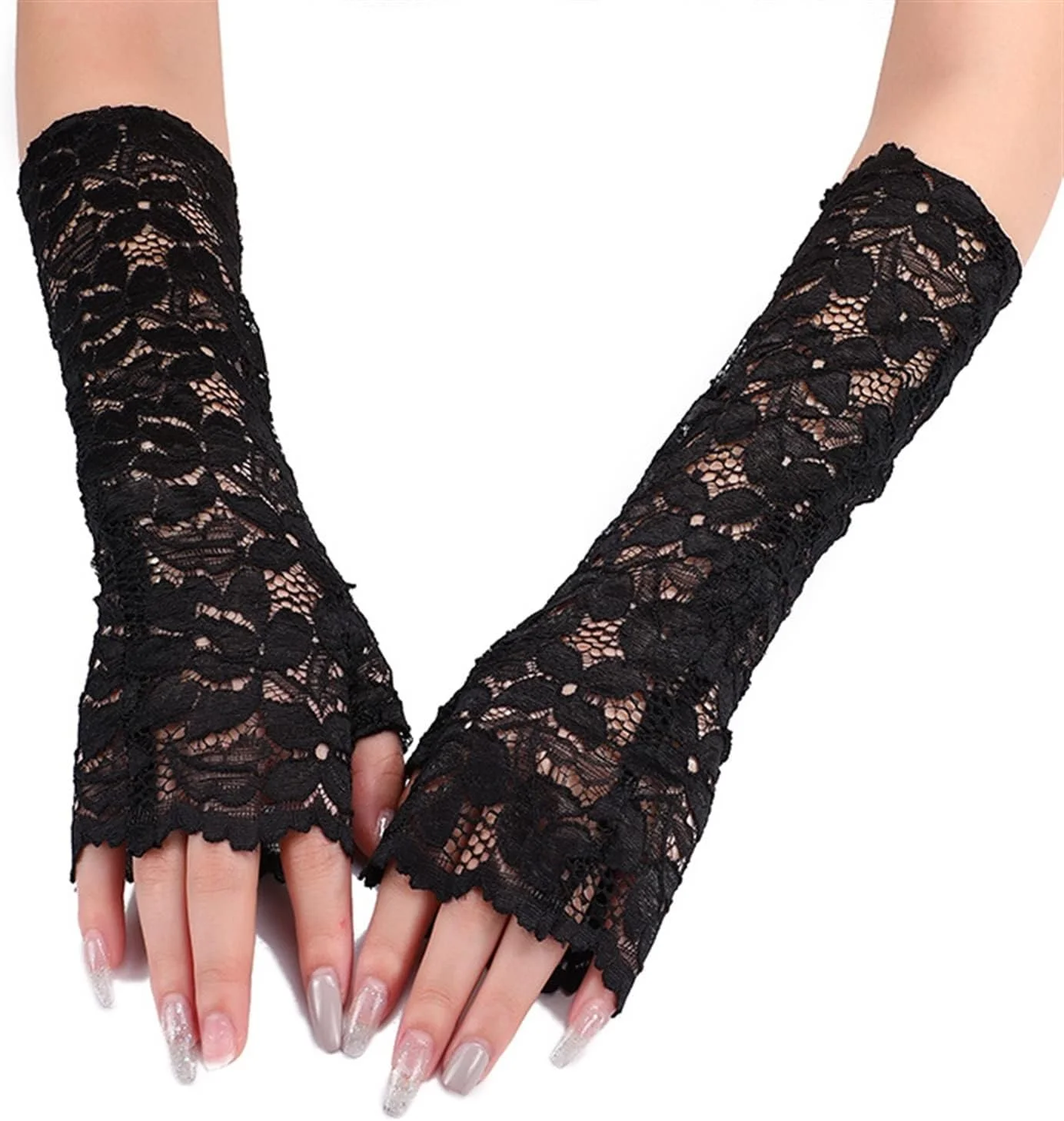 آستین ضد آفتاب YWLETO، دستکش های بلند بدون انگشت تابستانی، دستکش های نازک رانندگی زنانه، دستکش های تنفسی زنانه