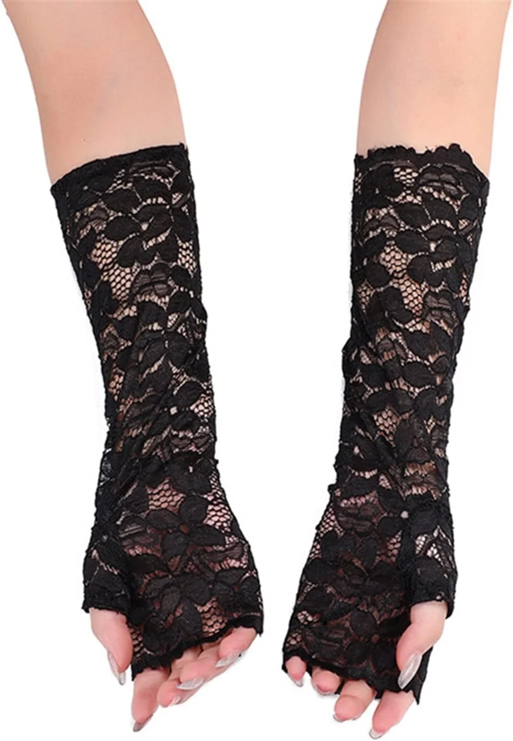 آستین ضد آفتاب YWLETO، دستکش های بلند بدون انگشت تابستانی، دستکش های نازک رانندگی زنانه، دستکش های تنفسی زنانه