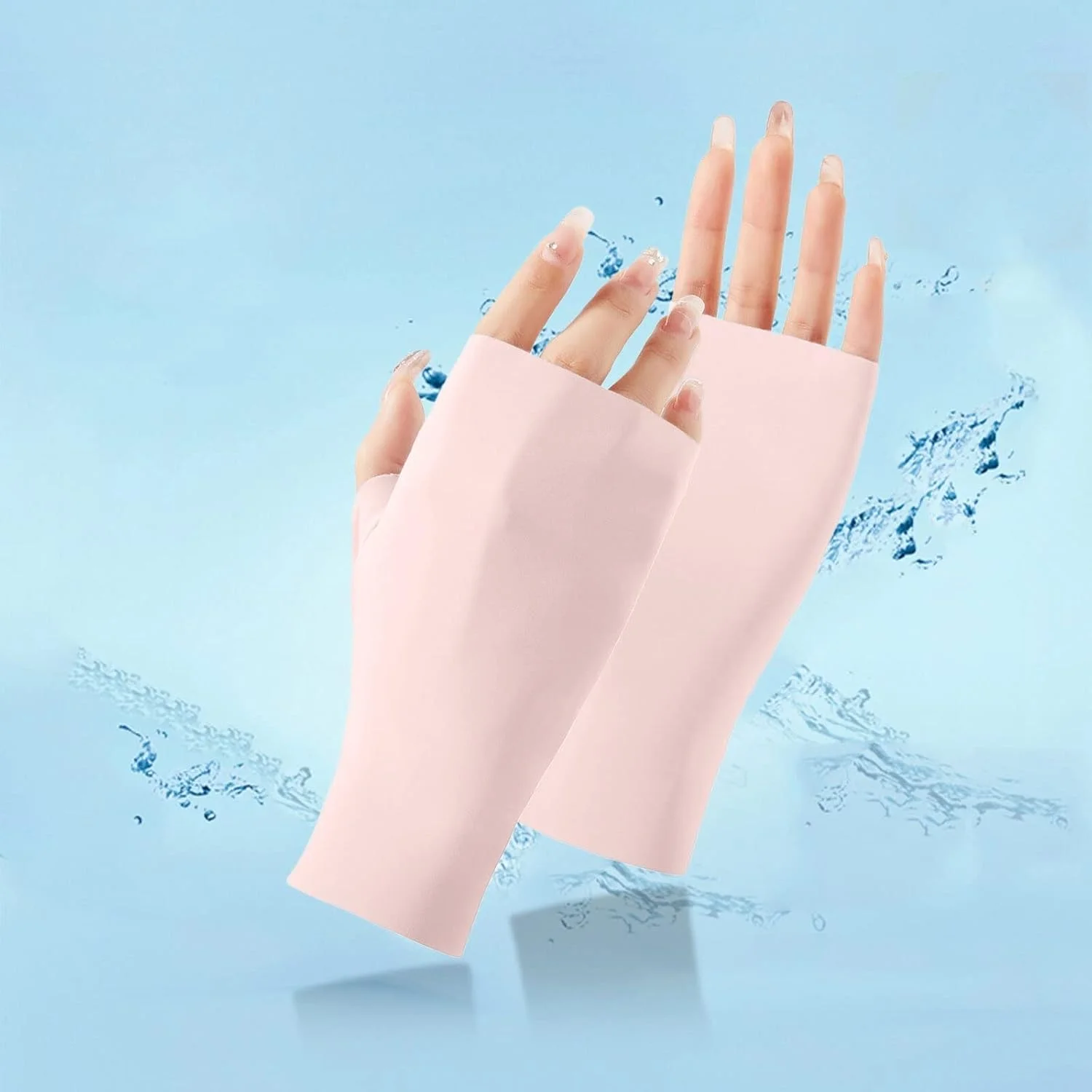 دستکش ضد آفتاب YWLETO زنانه، نازک و خنک، تنفسی، نیم انگشتی مناسب فصل تابستان