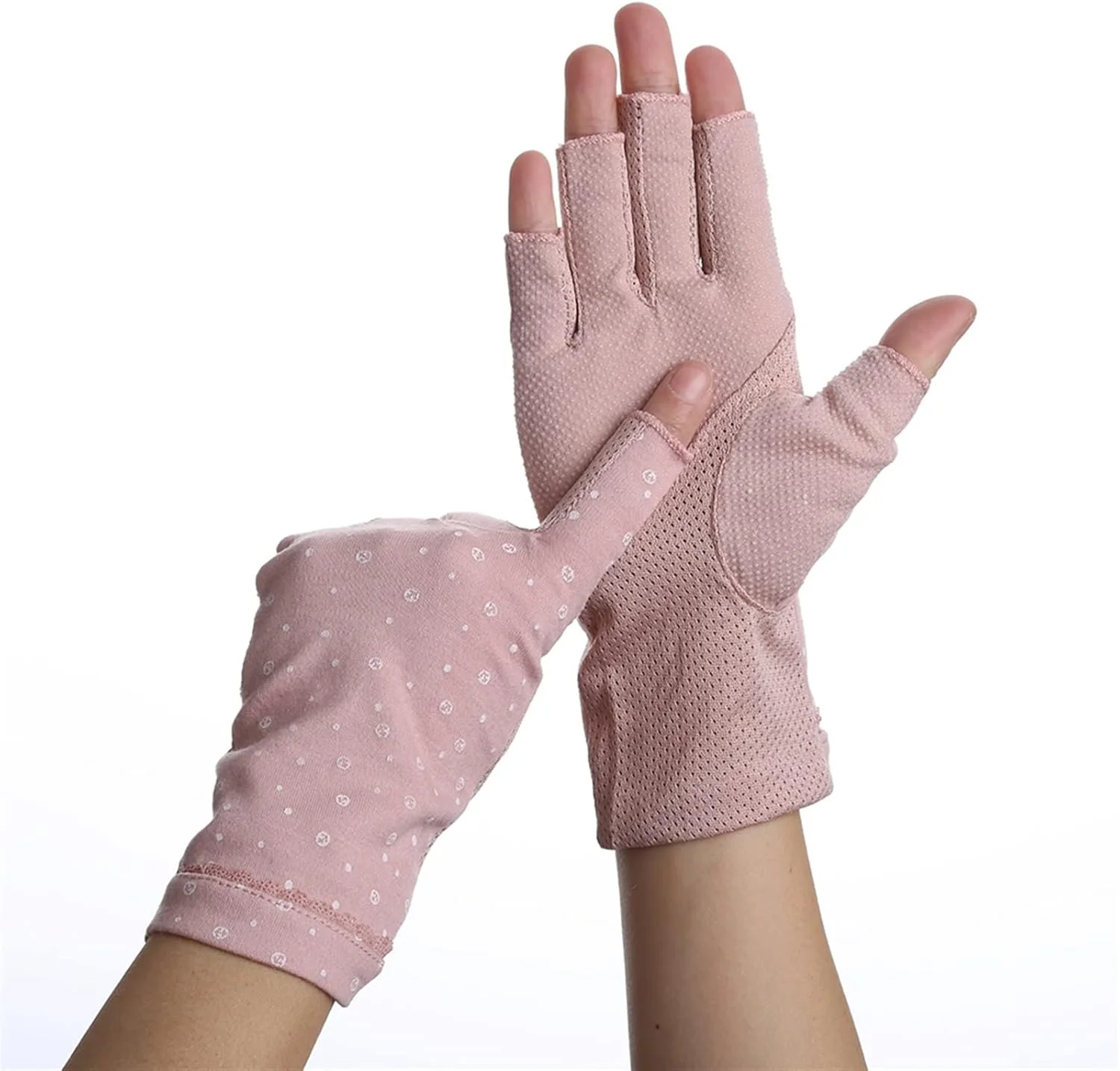 دستکش های ضد آفتاب YWLETO نیم انگشتی مناسب رانندگی بانوان در تابستان، دستکش های فوق العاده نازک دوچرخه سواری با انگشتان باز زنانه