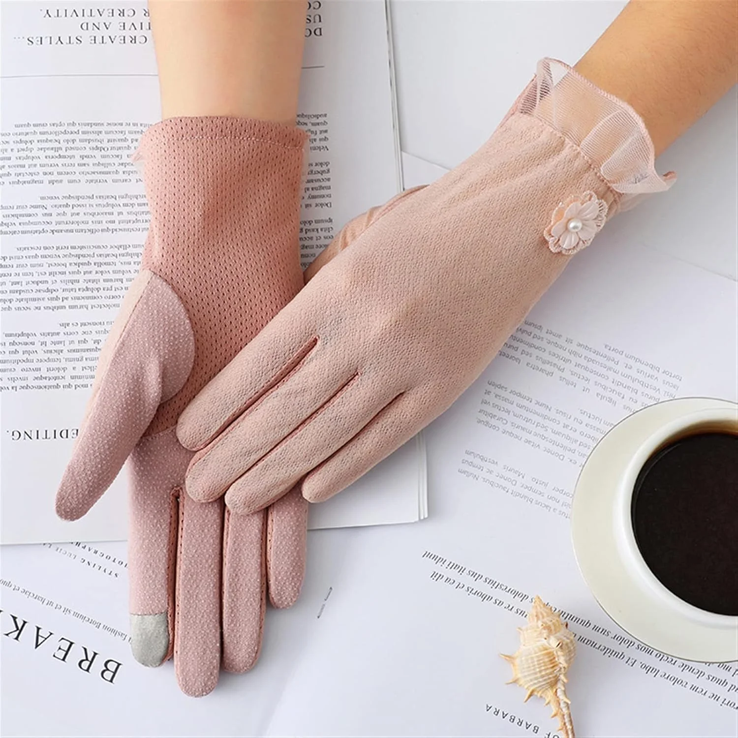 دستکش های ضد آفتاب YWLETO زنانه مناسب رانندگی در تابستان، دستکش های کوتاه و نازک ضد لغزش با قابلیت استفاده از صفحه لمسی