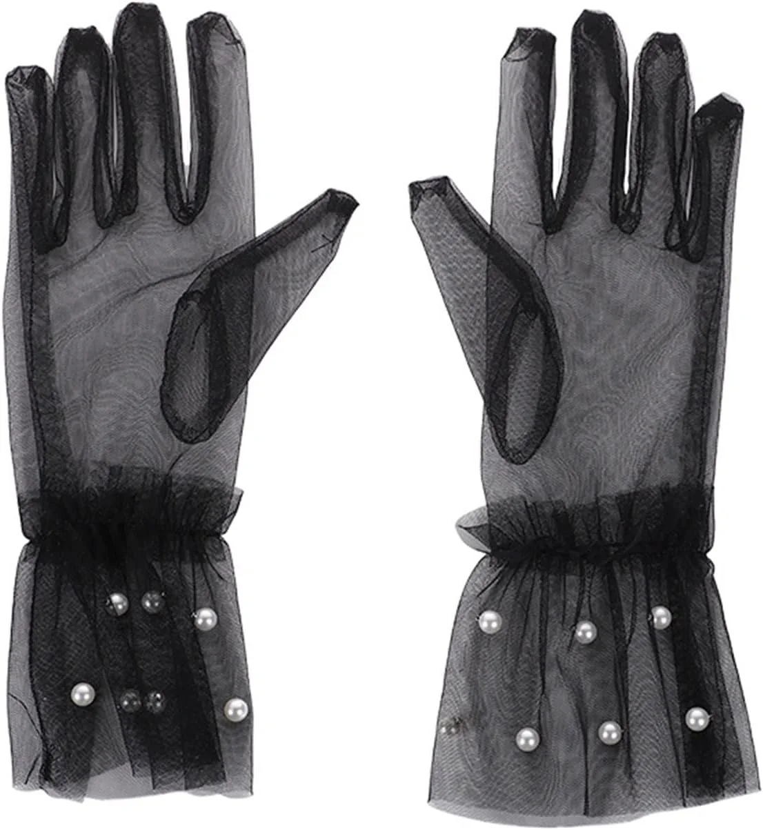 دستکش های توری مشکی زنانه YWLETO مناسب تابستان، دستکش های ضد آفتاب کوتاه، دستکش های توری نازک، دستکش های بدون انگشت زنانه