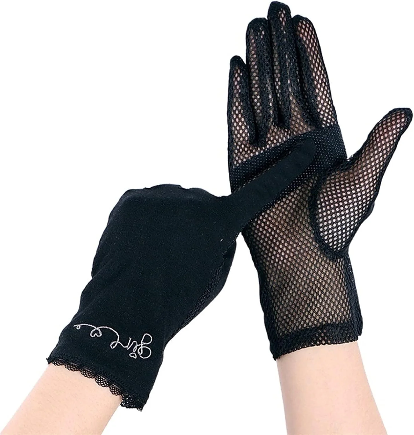 دستکش های زنانه ضد لغزش YWLETO مناسب تابستان، توری نازک و ضد آفتاب