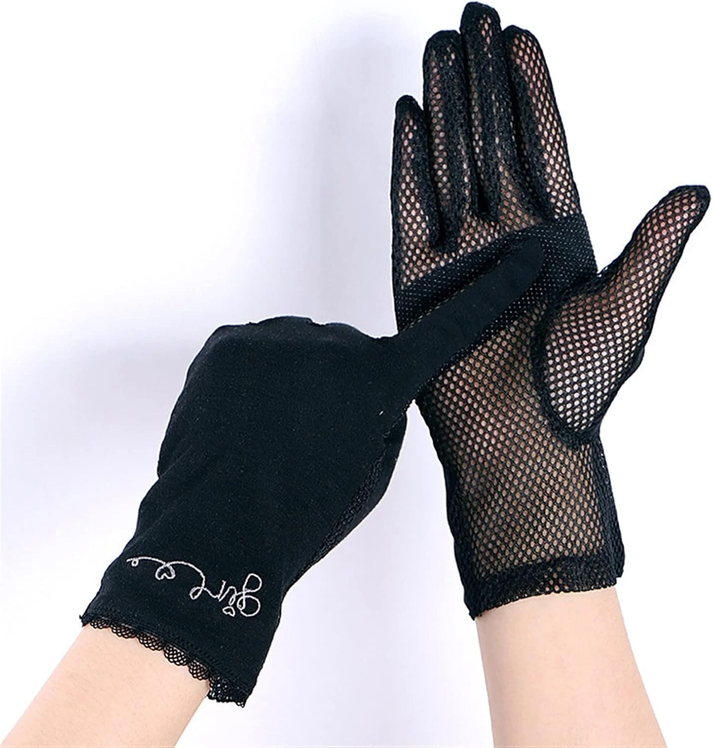 دستکش های زنانه ضد لغزش YWLETO مناسب تابستان، توری نازک و ضد آفتاب