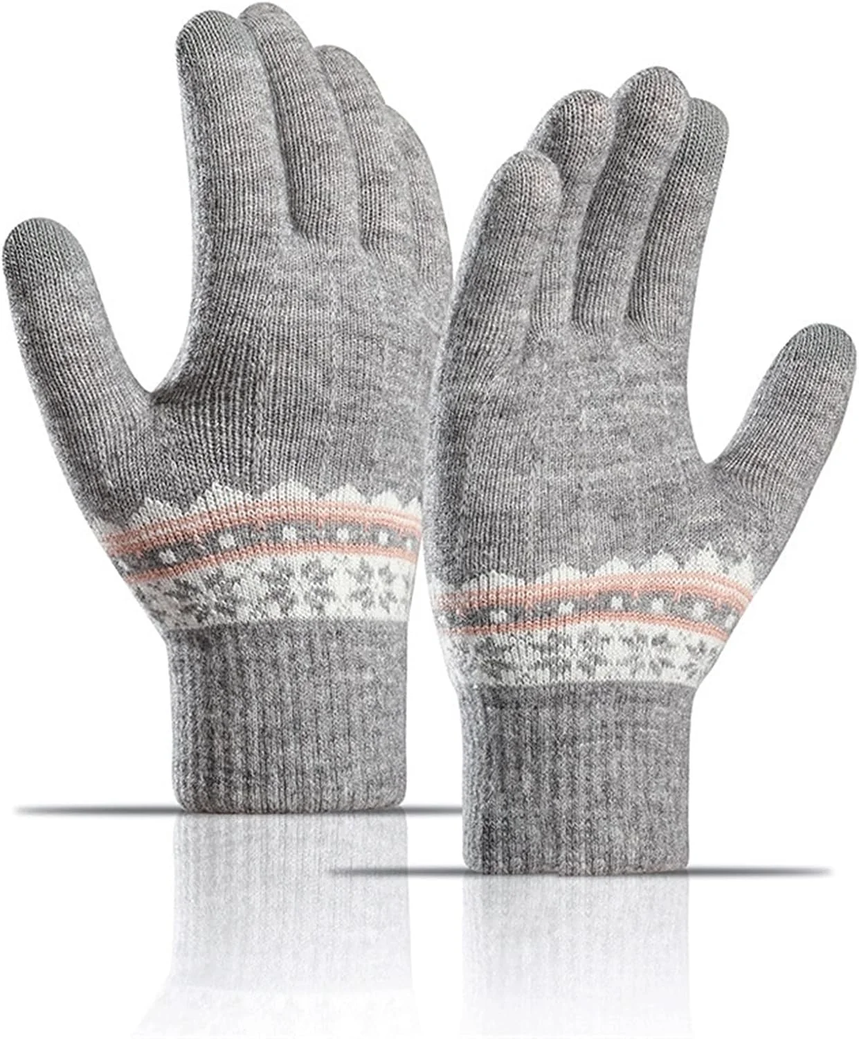 دستکش های بافتنی کشی زنانه YWLETO مناسب فصل زمستان و دارای قابلیت استفاده از صفحه لمسی - خاکستری