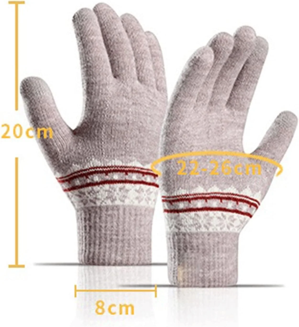 دستکش های بافتنی کشی زنانه YWLETO مناسب فصل زمستان و دارای قابلیت استفاده از صفحه لمسی - خاکستری