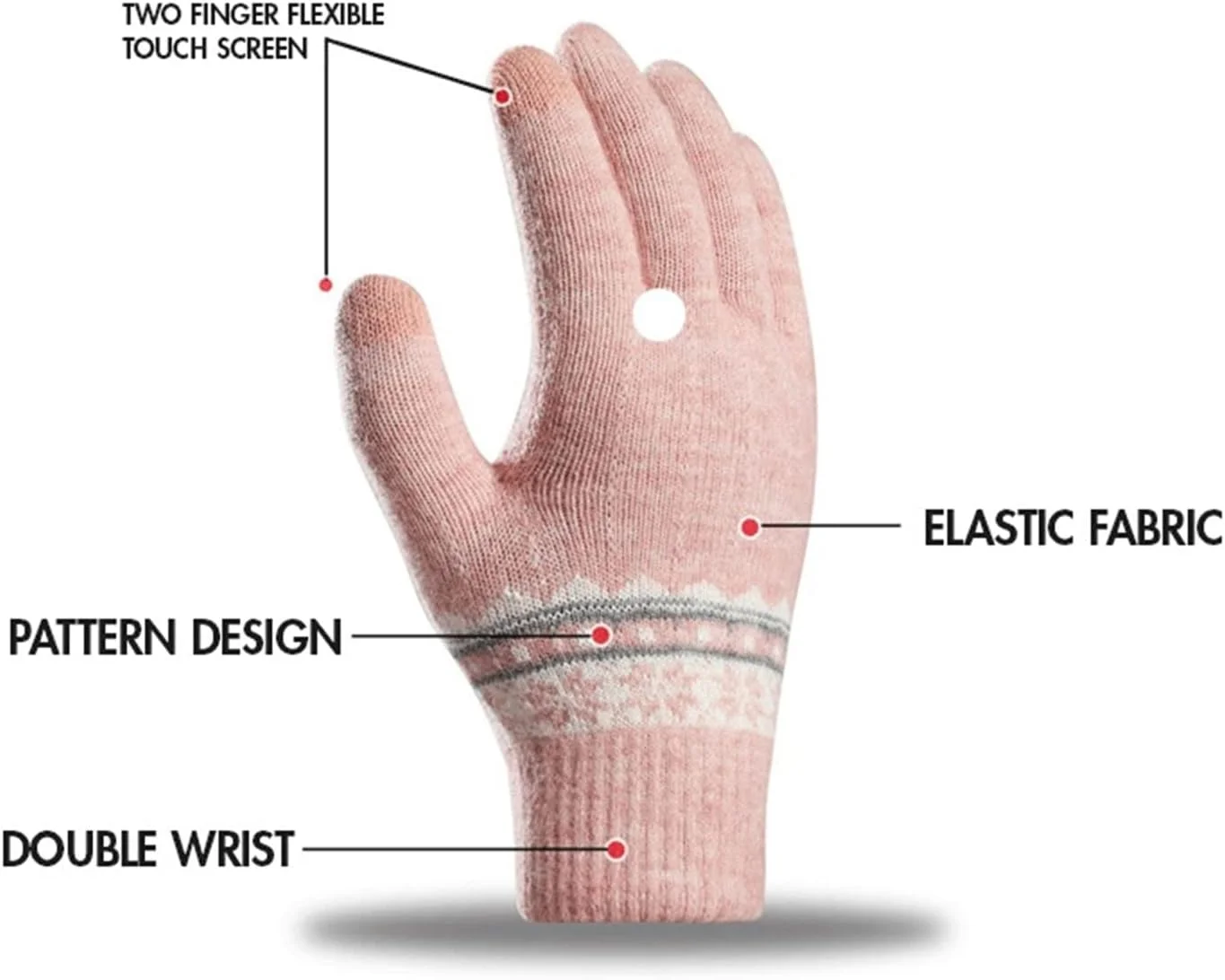 دستکش های بافتنی کشی زنانه YWLETO مناسب فصل زمستان و دارای قابلیت استفاده از صفحه لمسی - خاکستری
