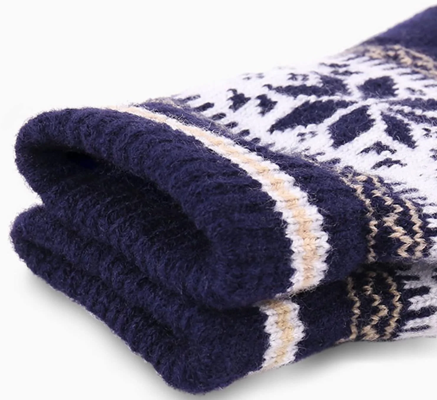 دستکش های گرم زمستانی YWLETO زنانه مردانه کشباف طرح دانه برف انگشت کامل Guantes دستکش های ضخیم زنانه دستکش صفحه لمسی زنانه (رنگ: آبی تیره)